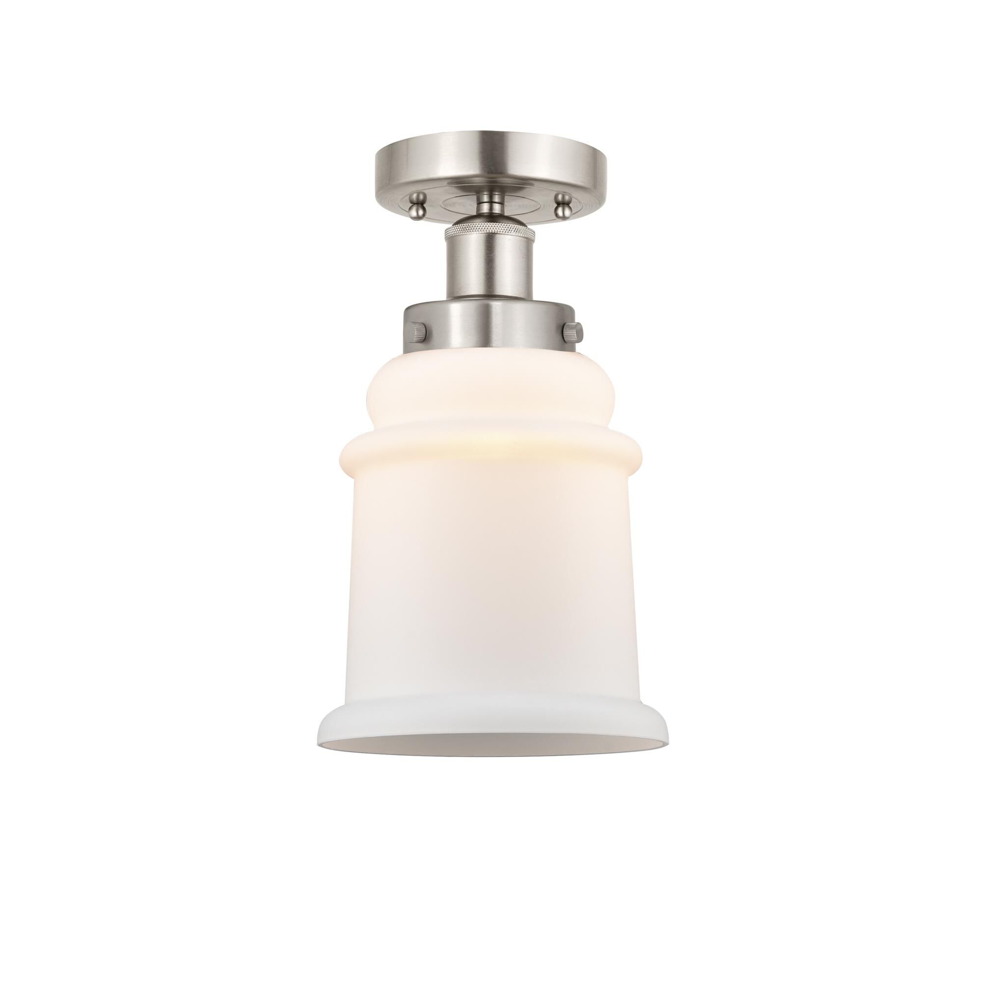 Shown in Brushed Satin Nickel, Matte White finish and Matte White glass and Matte White Glass shade