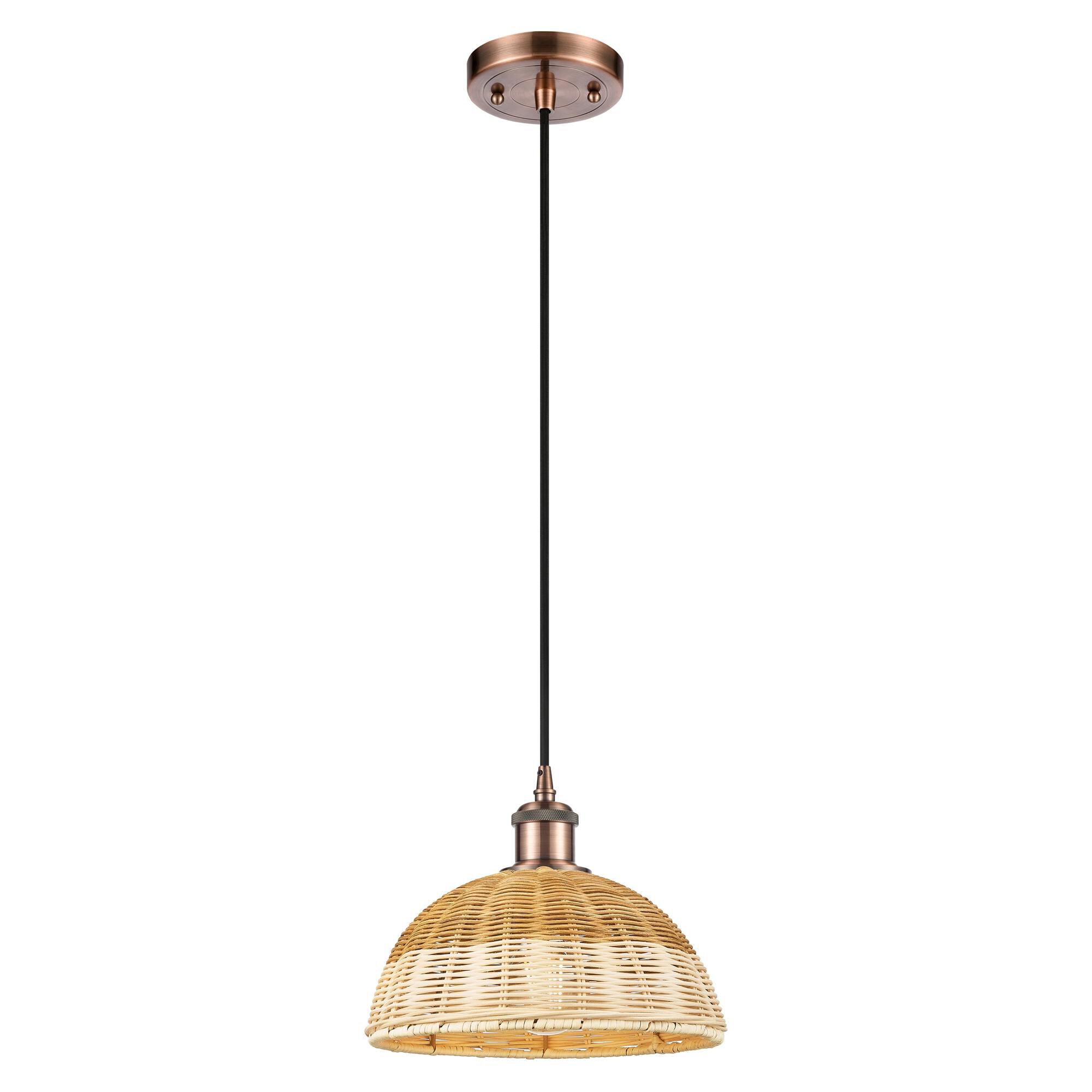 Shown in Antique Copper finish and Natural shade