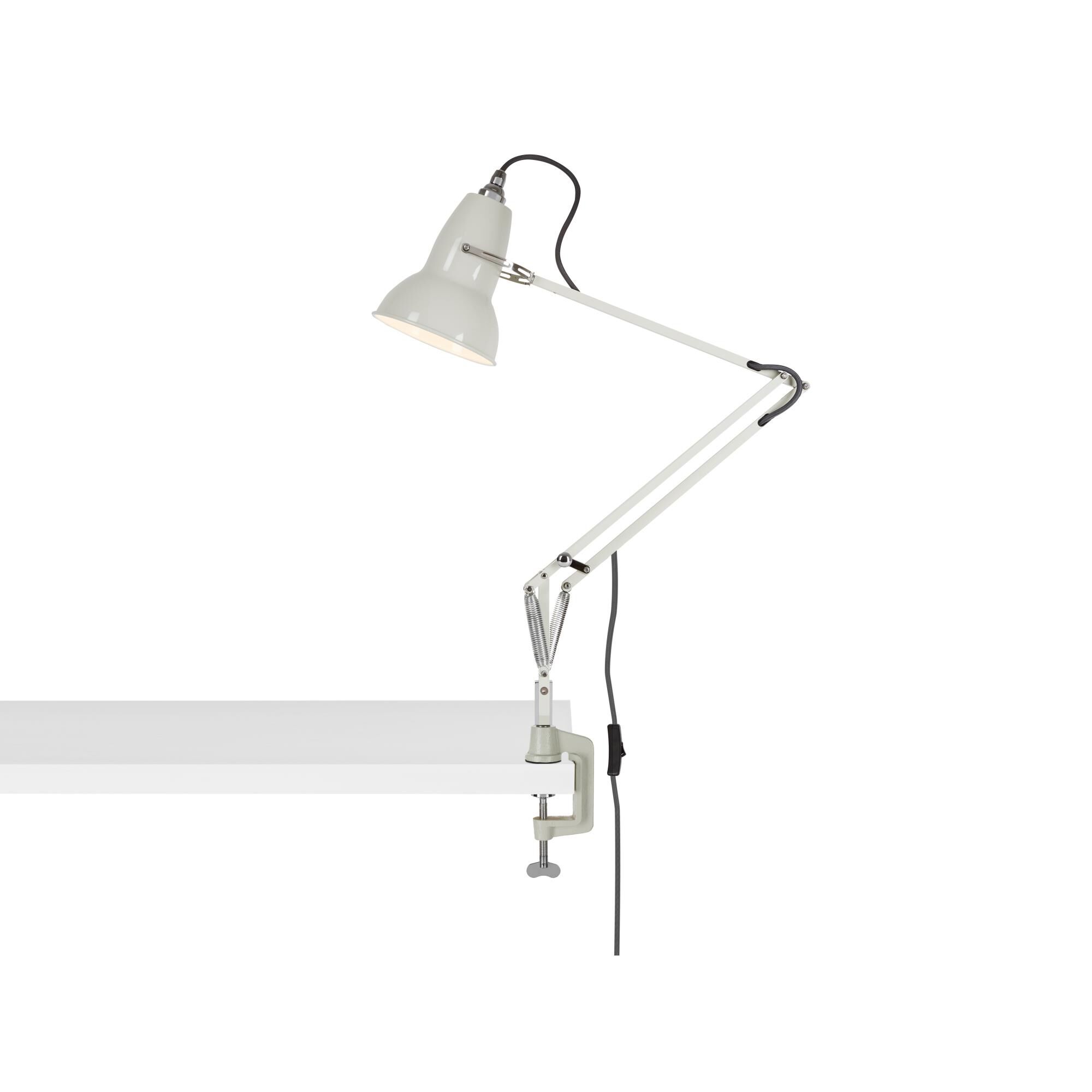 Shown in Linen White finish and Aluminum shade