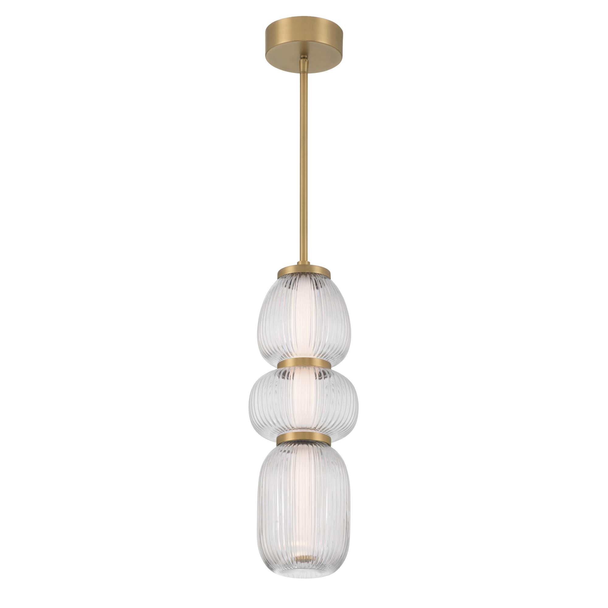 Shown in Legacy Brass finish and Clear Ribbed glass
