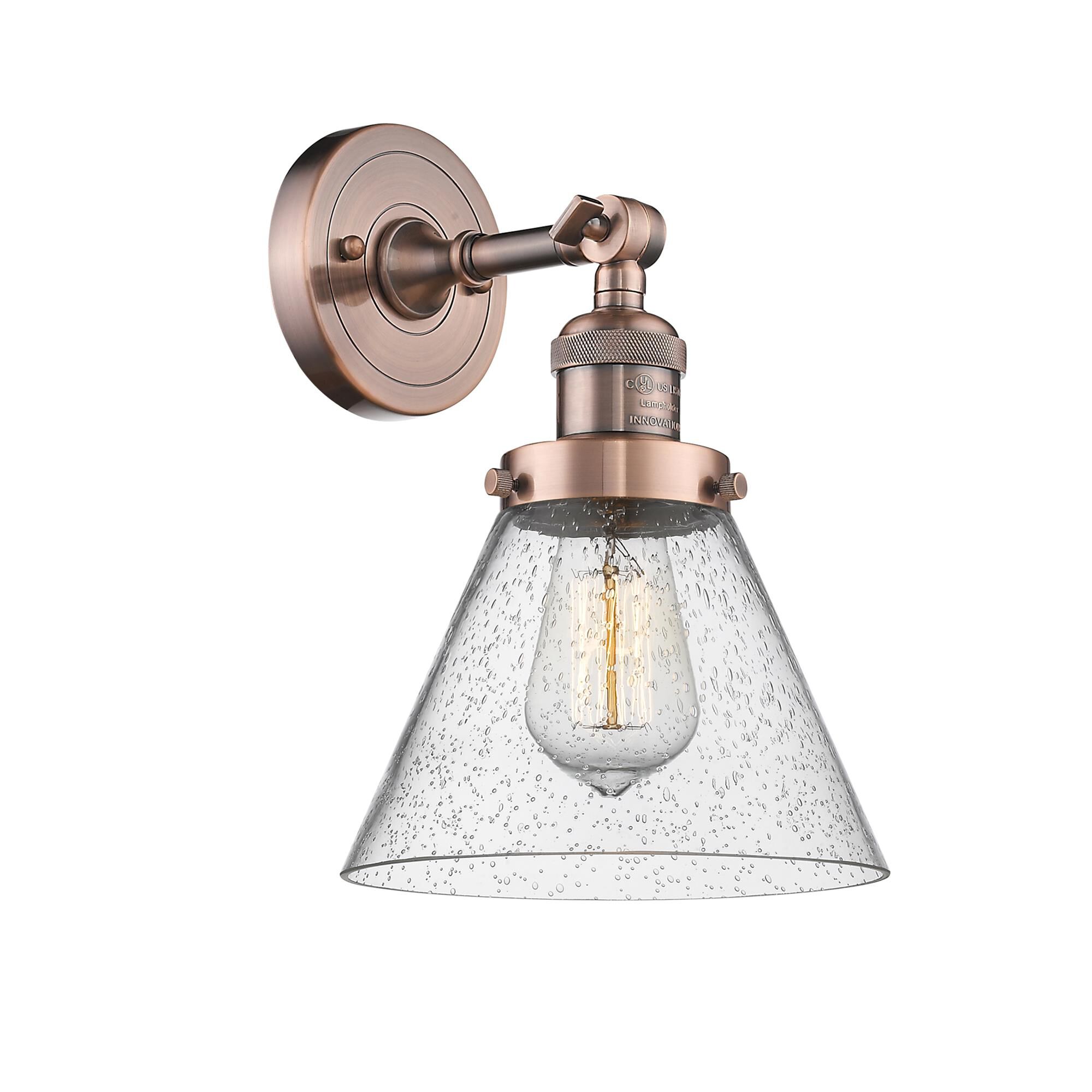 Shown in Antique Copper finish and Seedy glass
