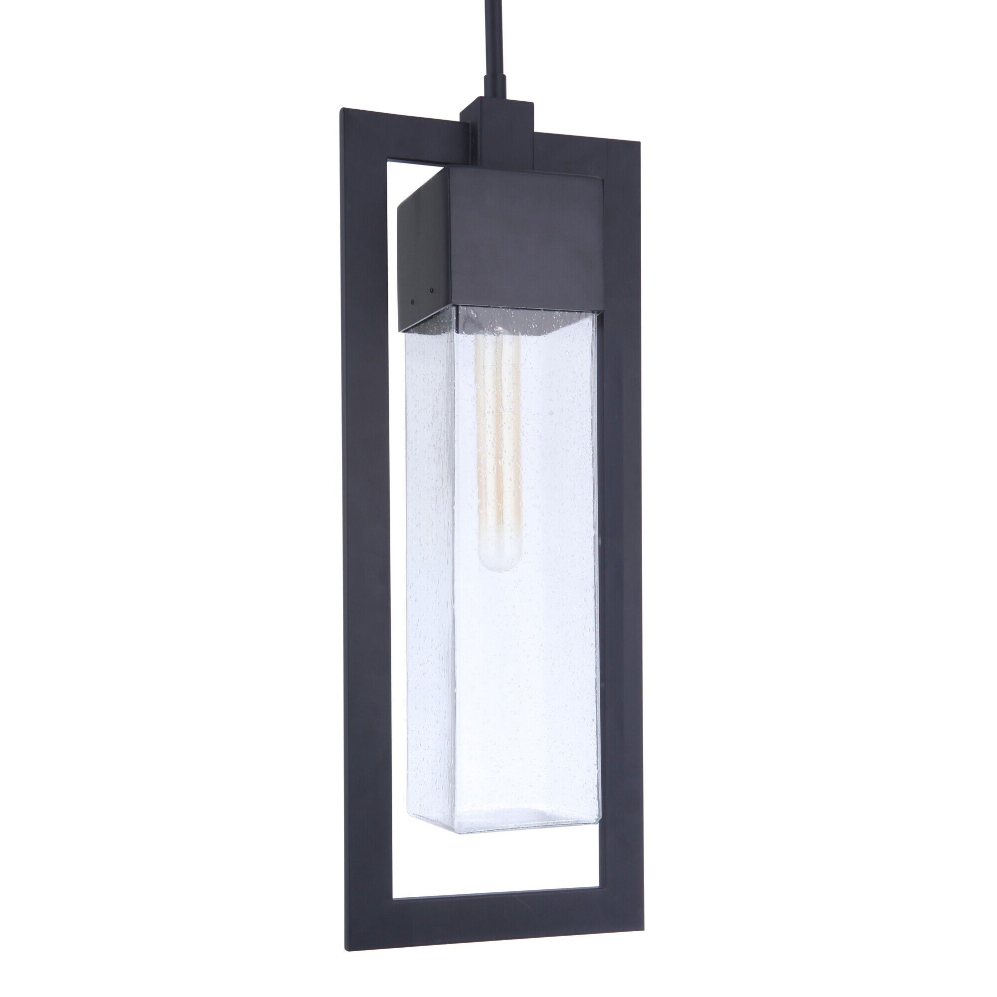 Shown in Midnight finish and Clear Seeded glass and Glass shade