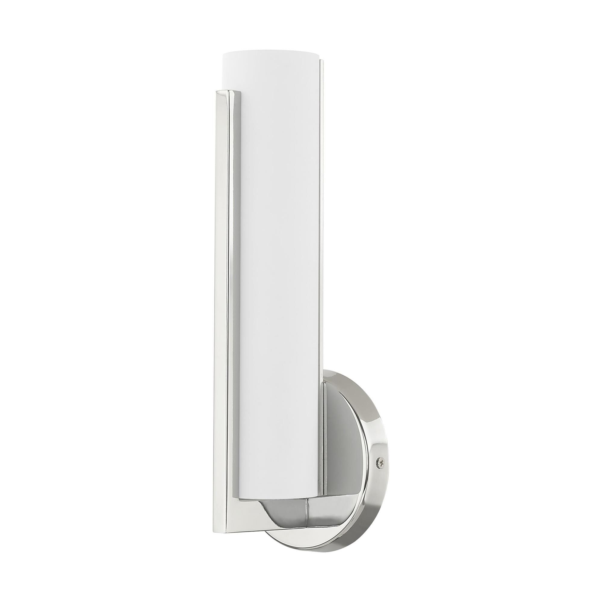 Shown in Polished Chrome finish and Satin White Acrylic shade