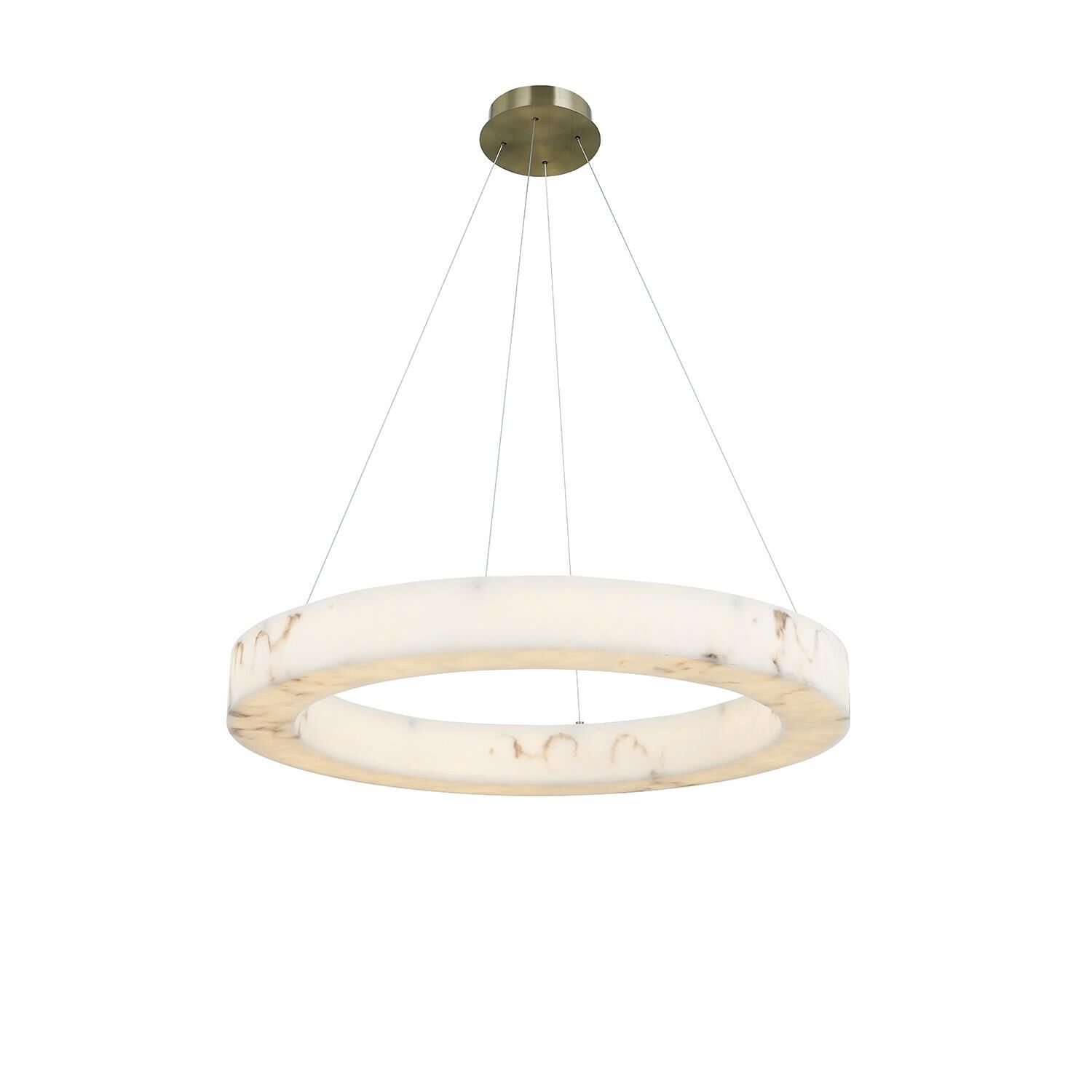 Shown in Brushed Brass finish and Faux Alabaster Resin shade