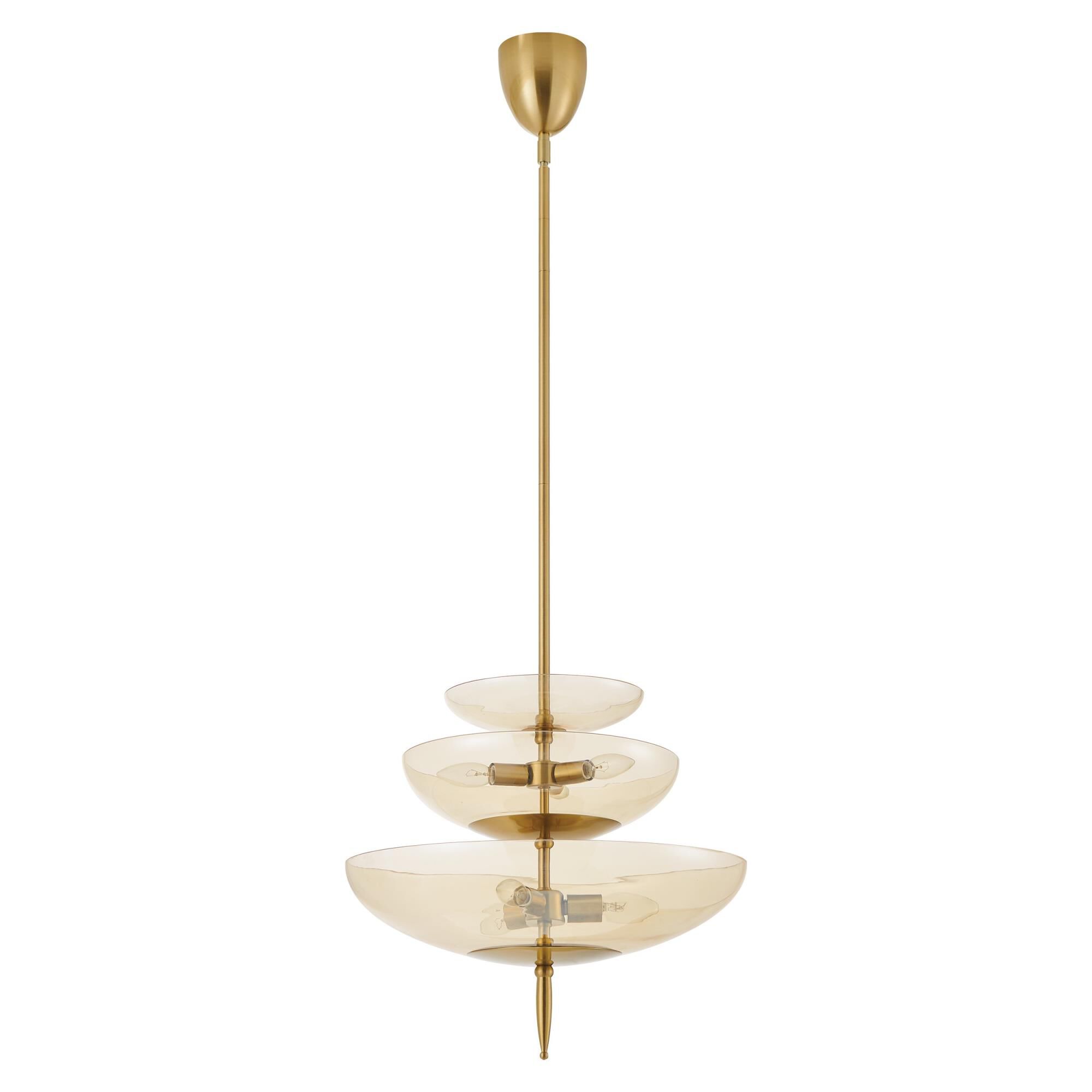 Shown in Brushed Gold finish and Smoked Amber glass