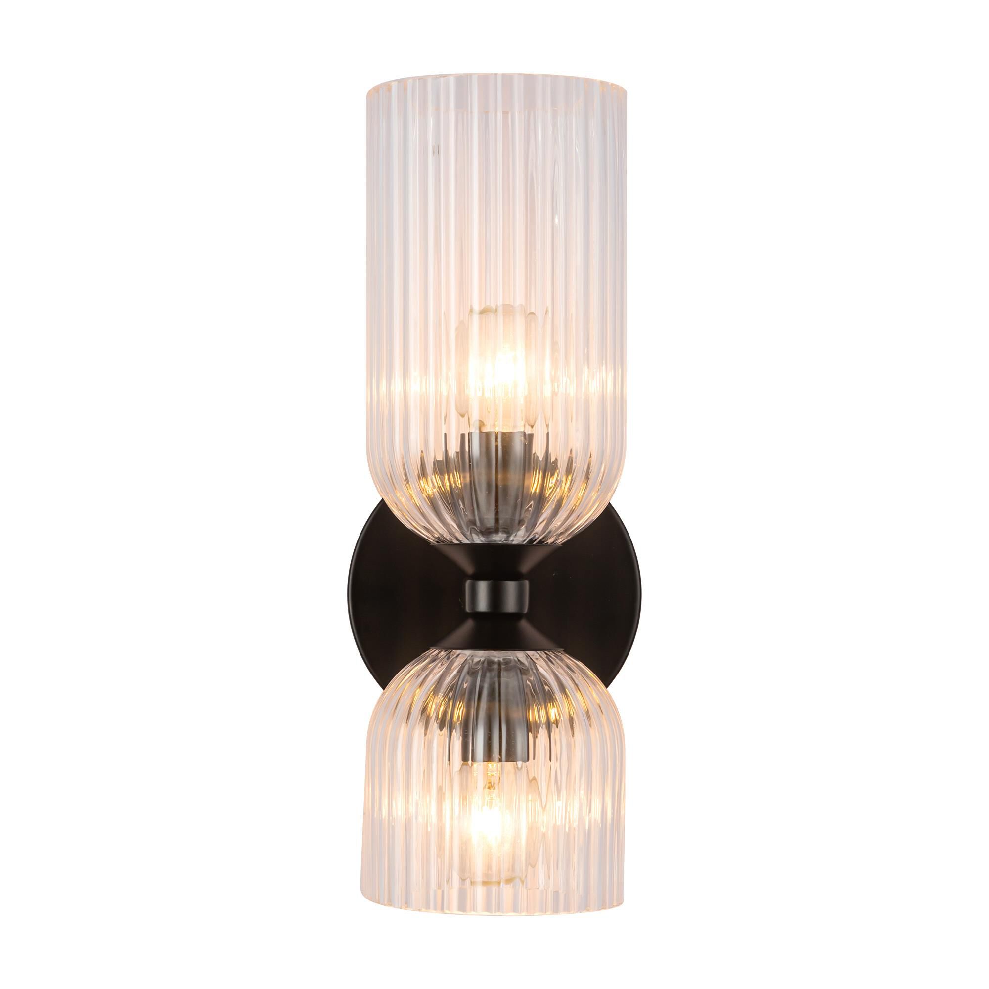 Shown in Matte Black finish and Clear Ribbed glass