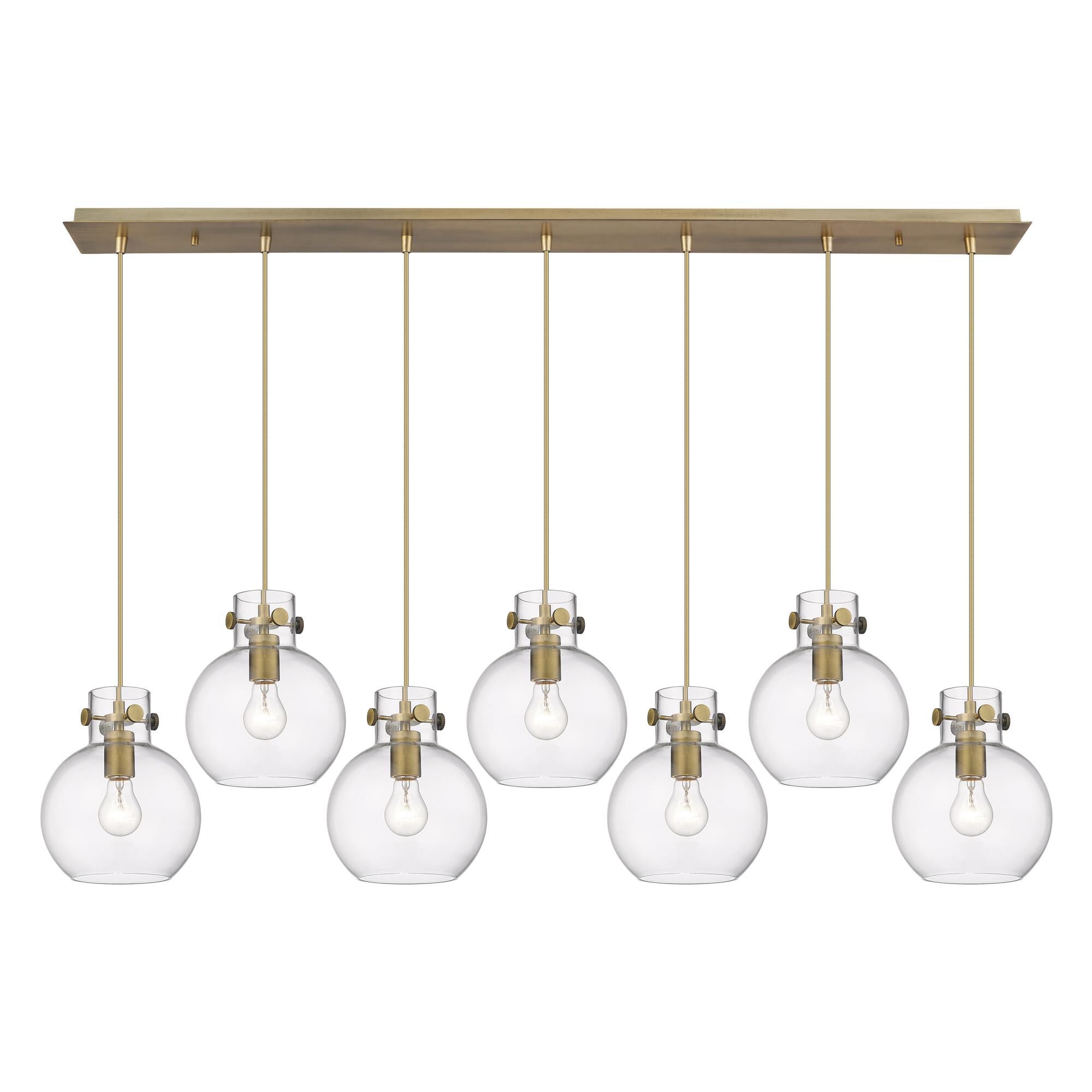 Shown in Brushed Brass finish and Clear glass and Clear Glass shade