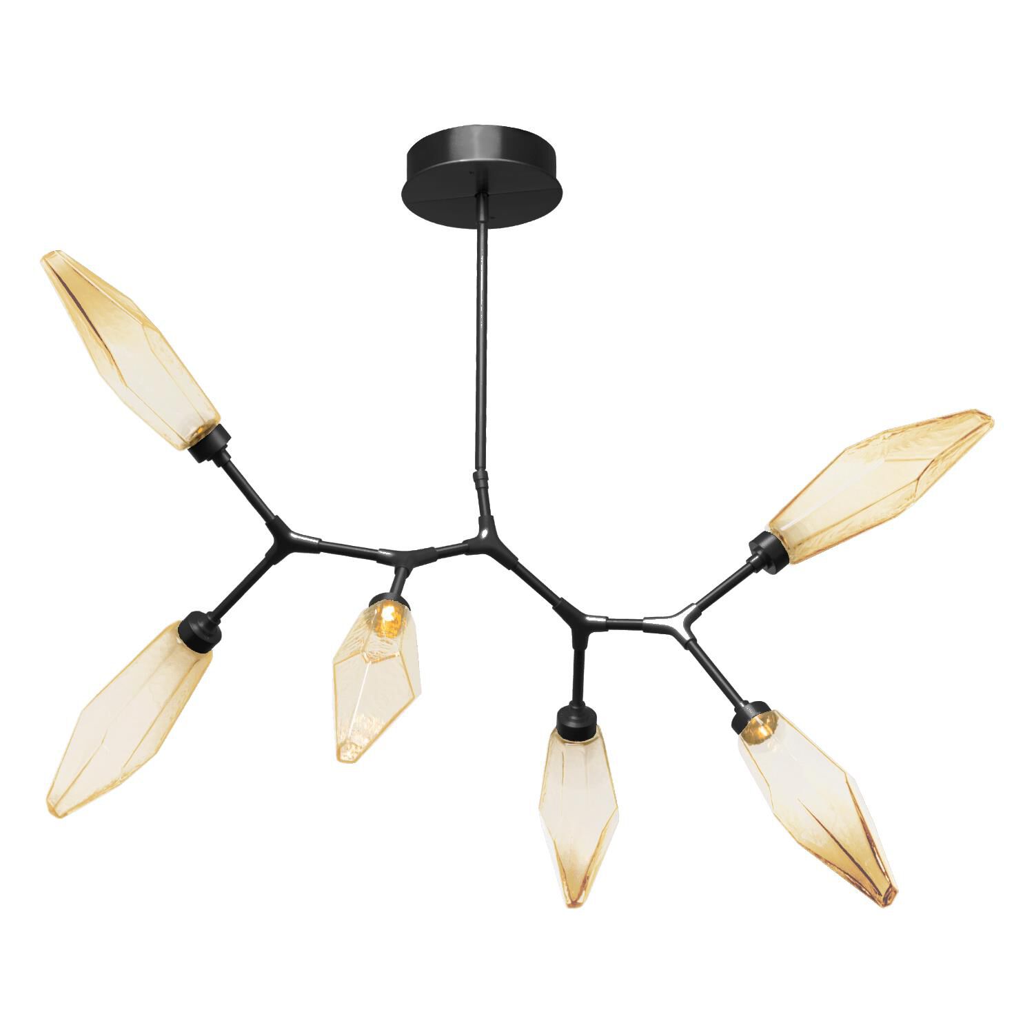 Shown in Matte Black finish and Chilled Blown Amber glass