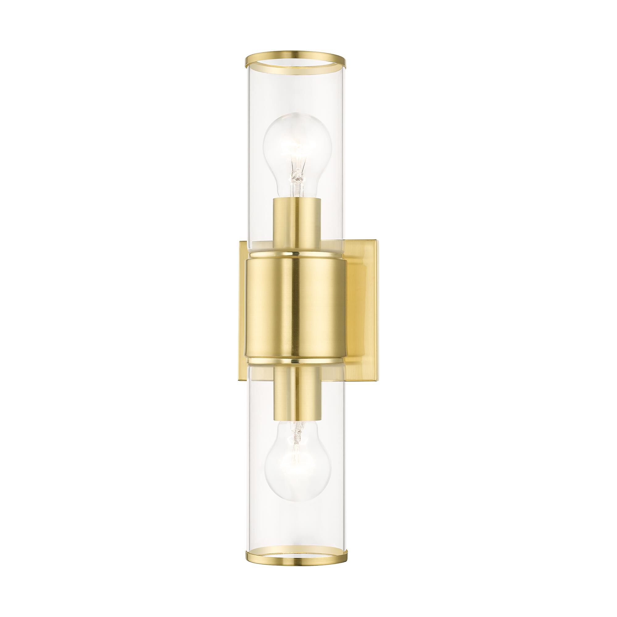 Shown in Satin Brass finish and Clear  glass