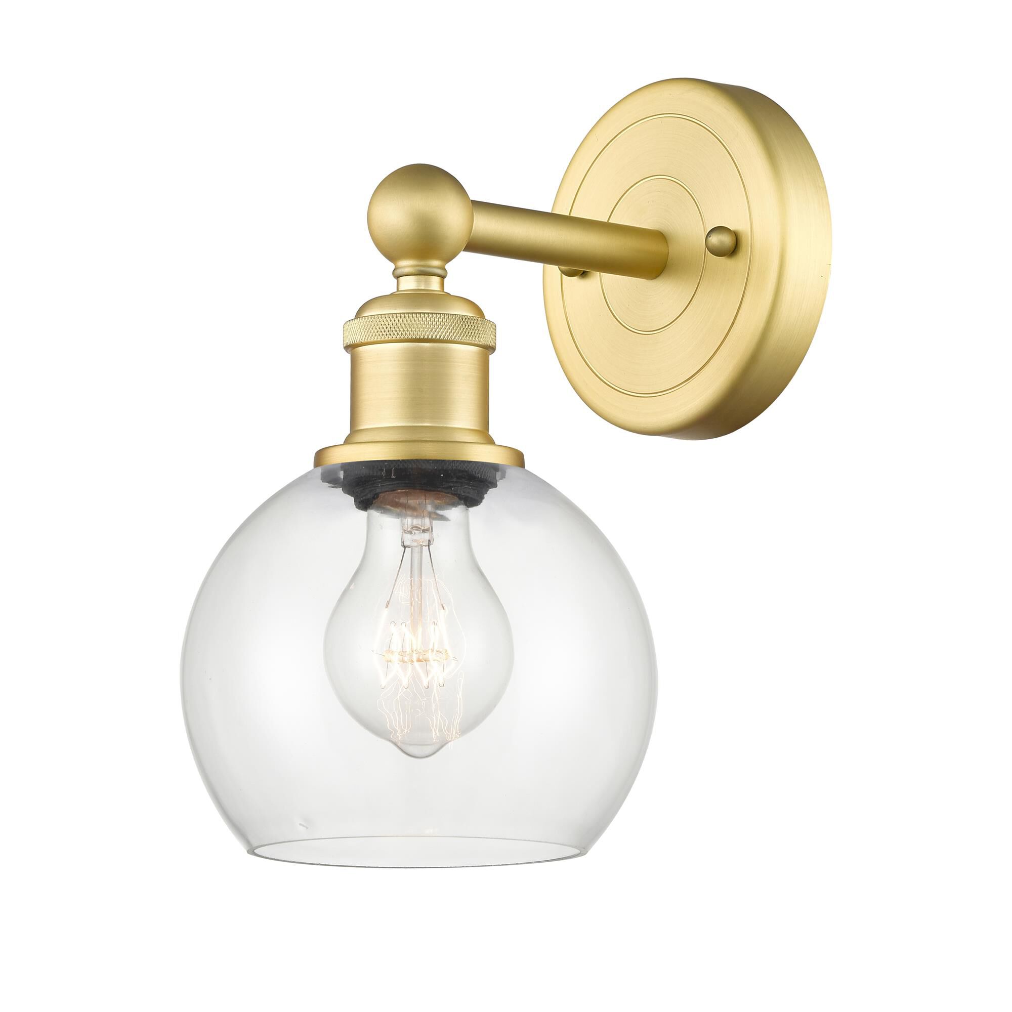 Shown in Satin Gold finish and Clear glass