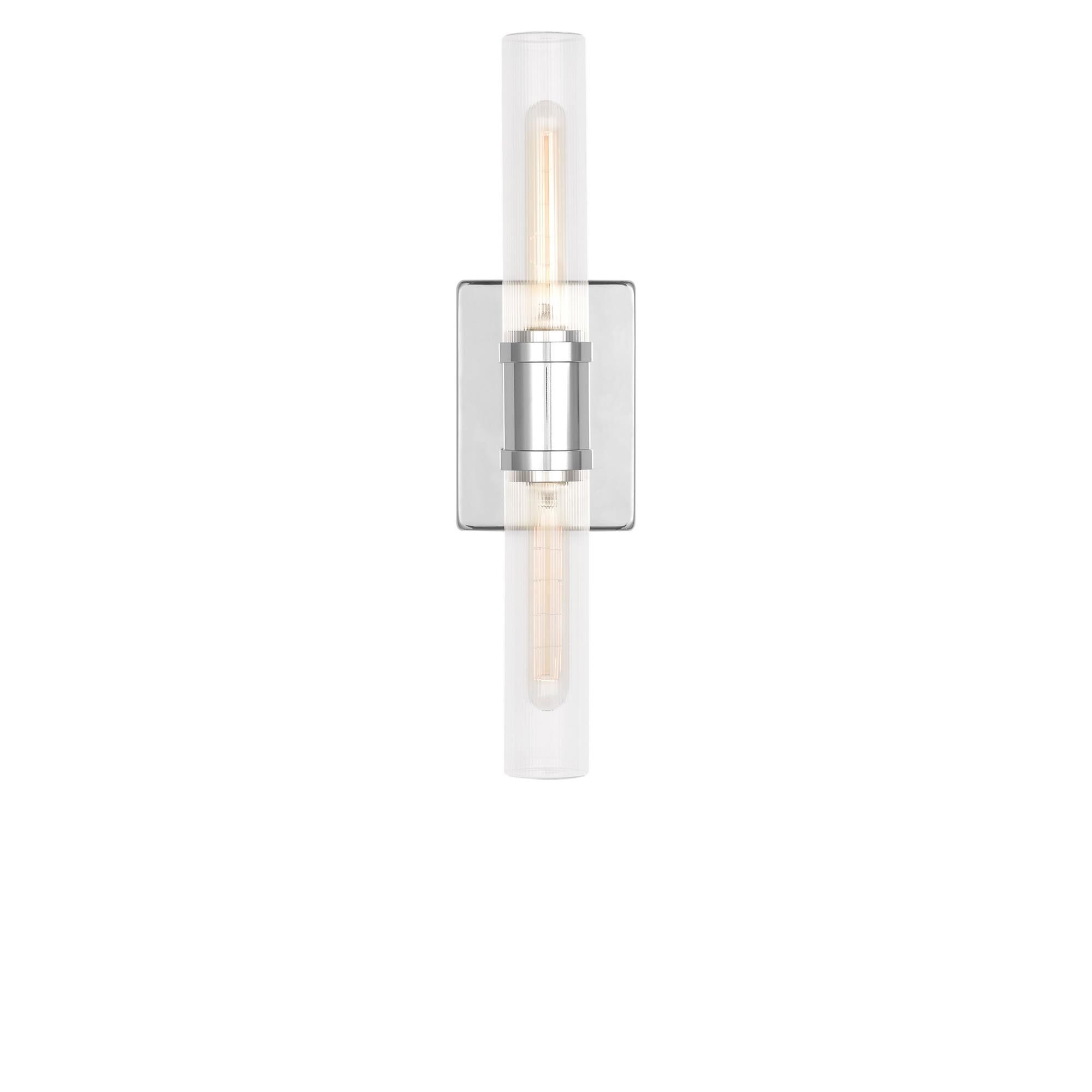Shown in Chrome finish and Clear Fluted glass