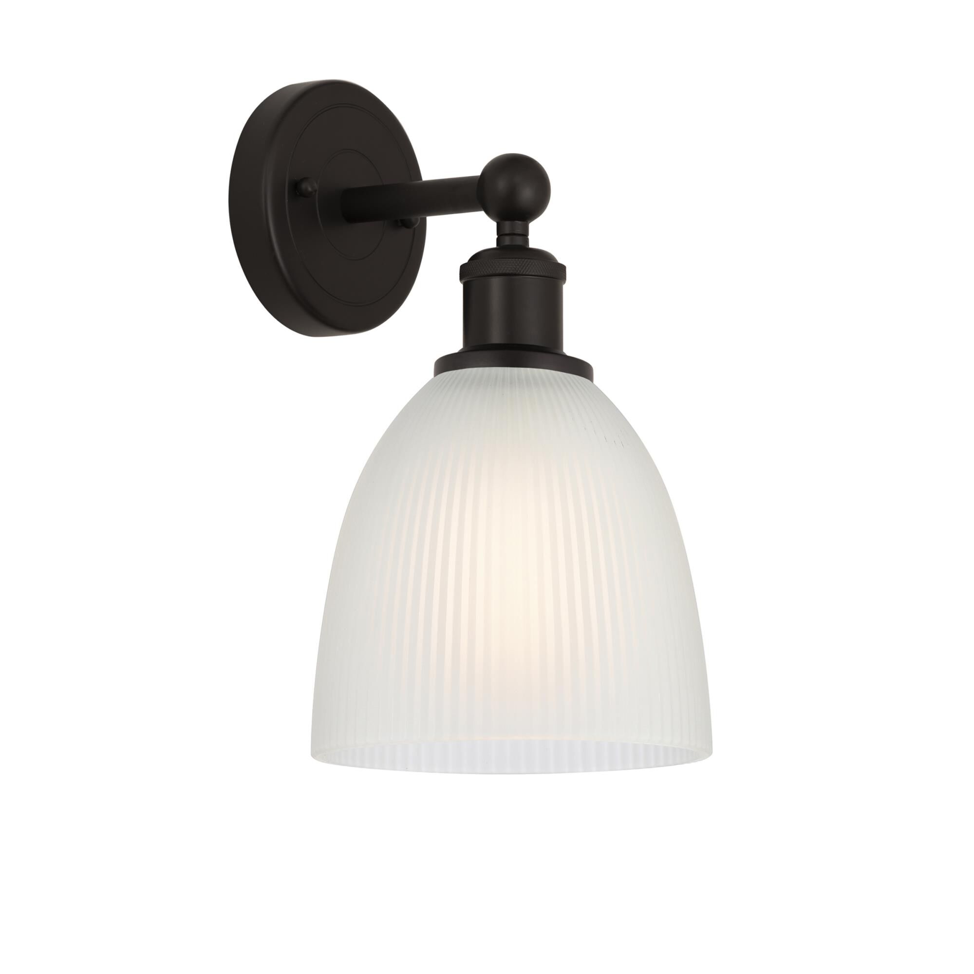 Shown in Oil Rubbed Bronze, White finish and White glass and White Glass shade