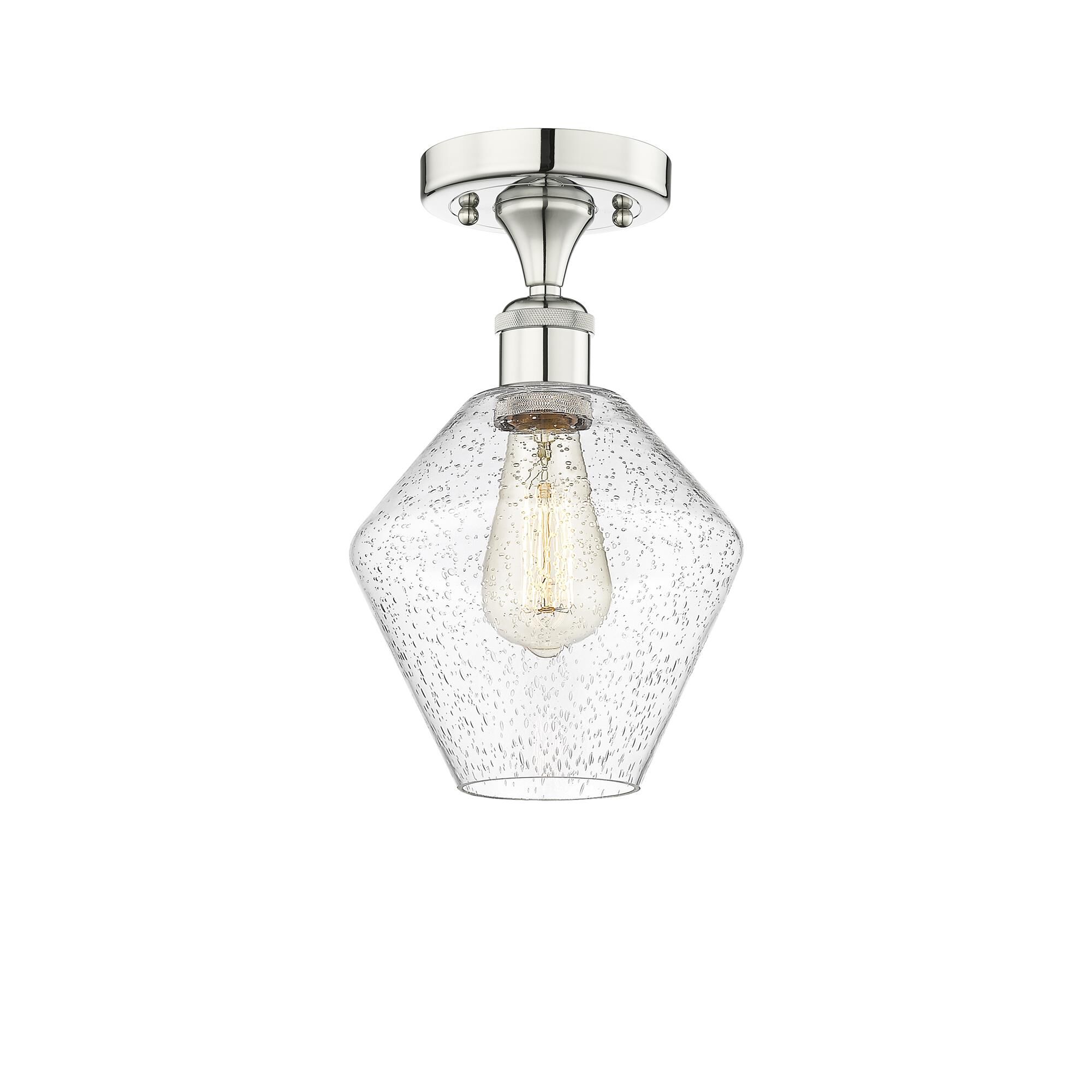 Shown in Polished Nickel finish and Seedy glass