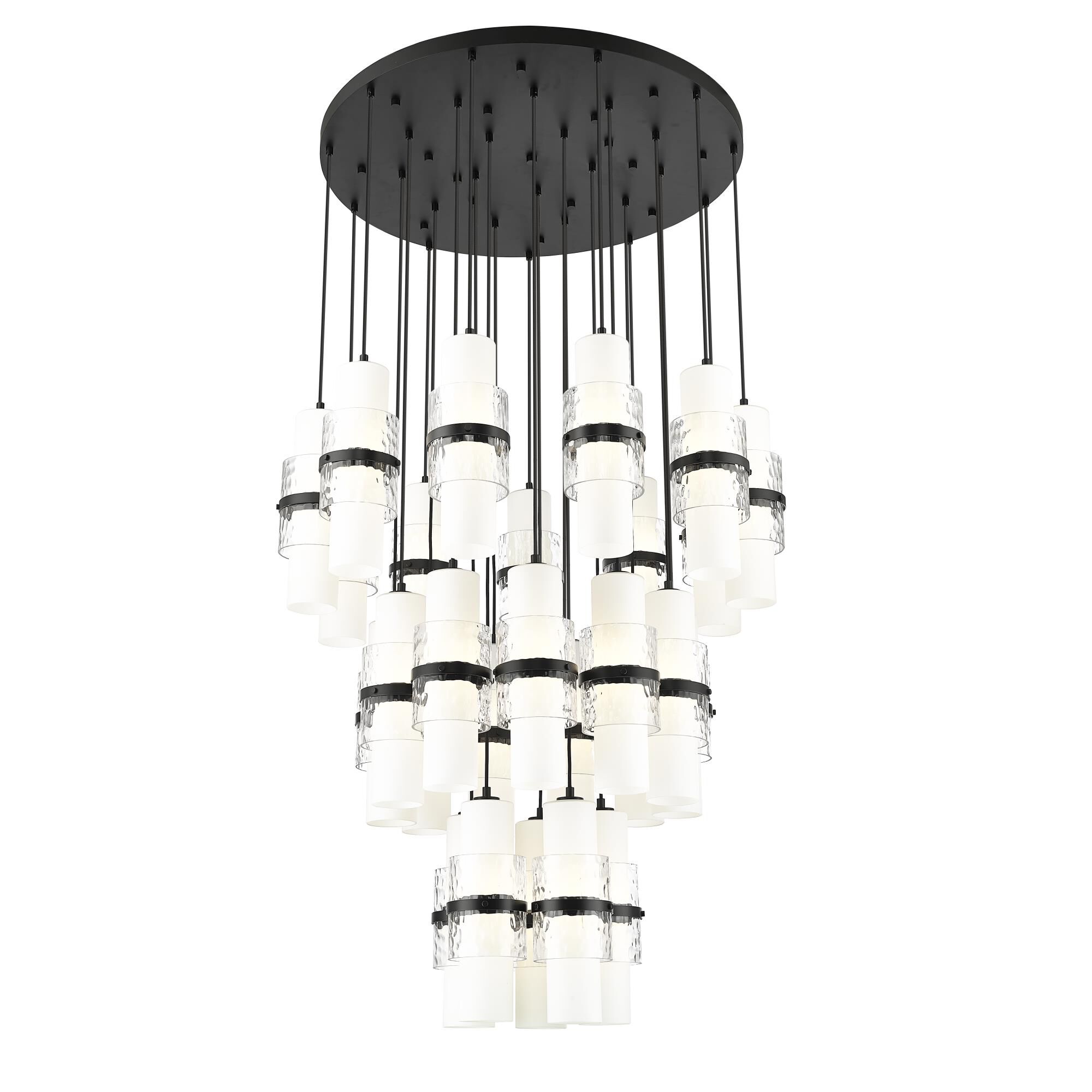 Shown in Matte Black finish and Clear + Etched Opal glass and Clear + Etched Opal shade