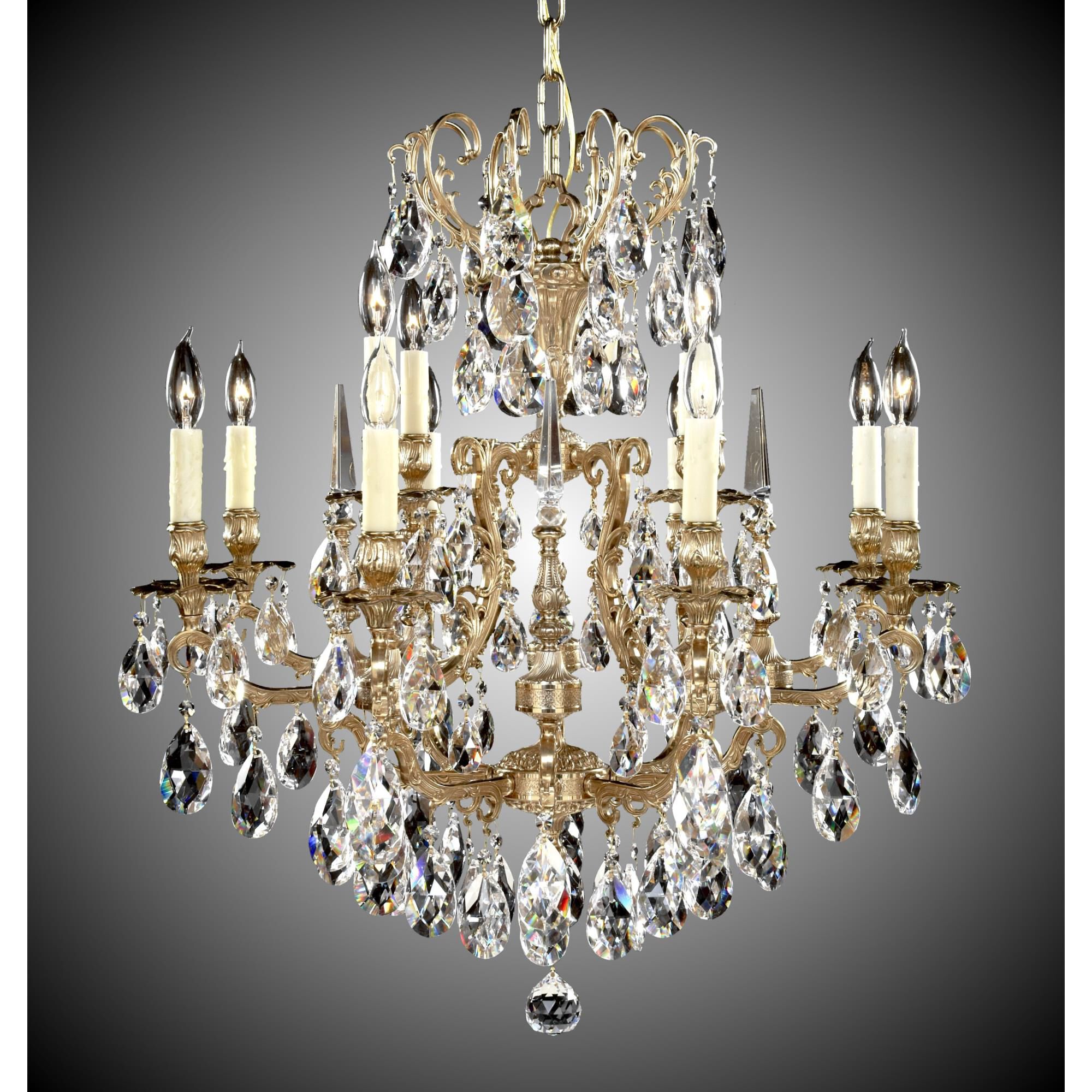 Parisian 12 Light Chandelier by American Brass and Crystal