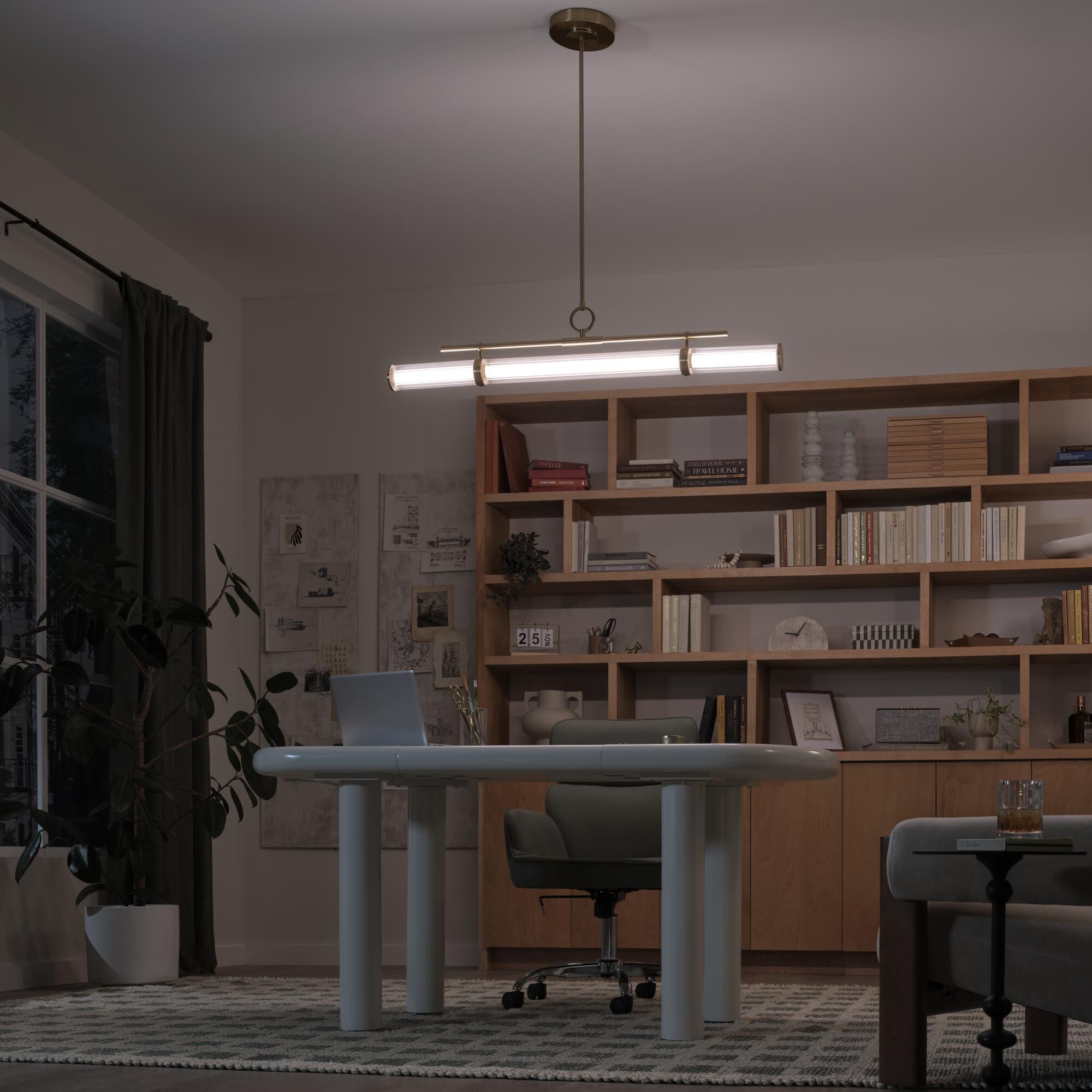 Shown in Champagne Bronze finish and Clear Fluted glass