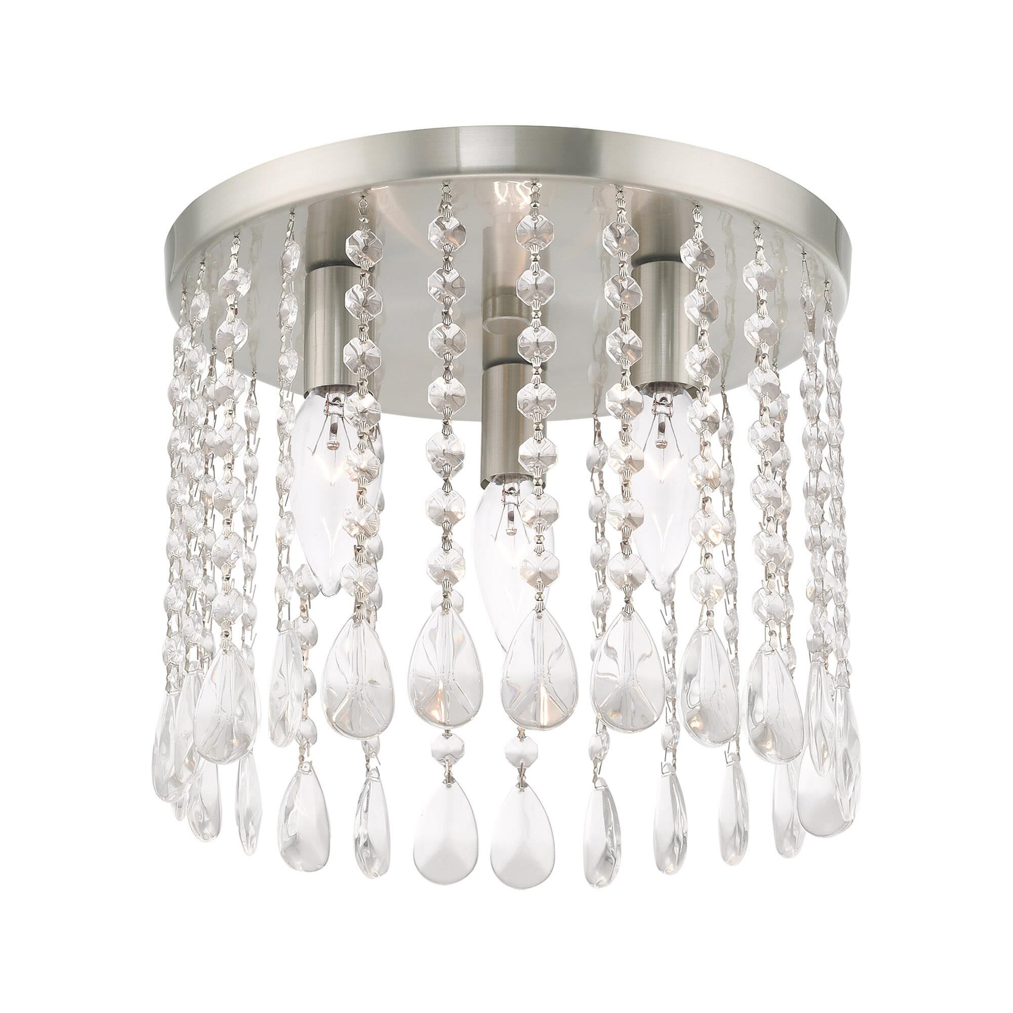 Shown in Brushed Nickel finish and Clear Crystals glass