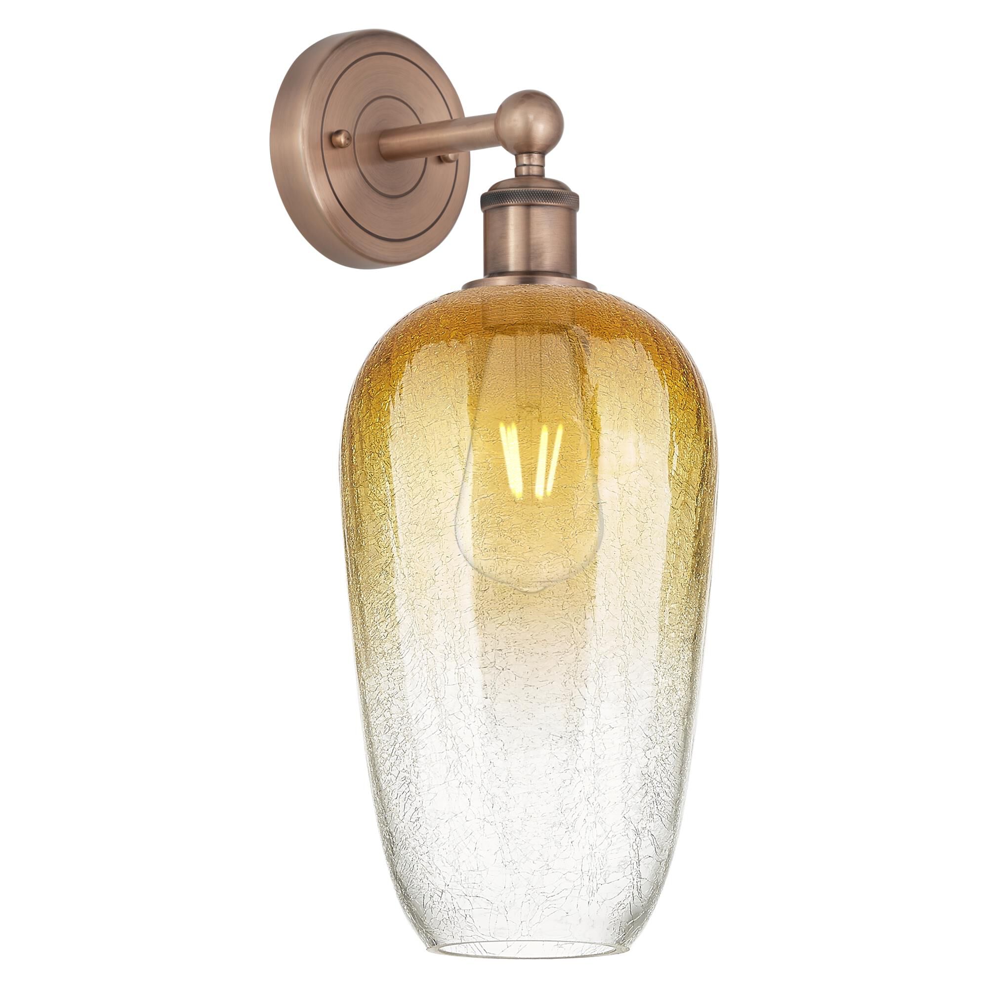 Shown in Antique Copper finish and Amber glass