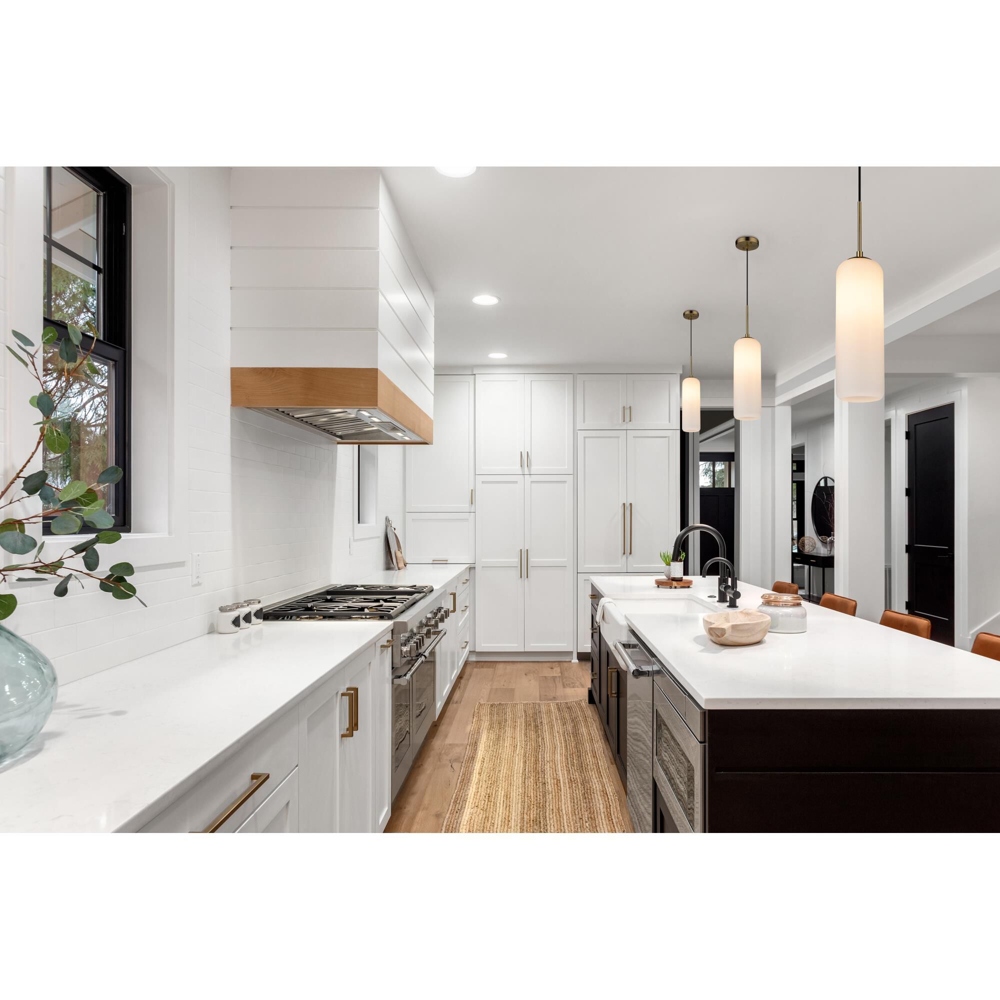 Shown in Heritage Brass finish and Matte Opal glass and No Shade shade