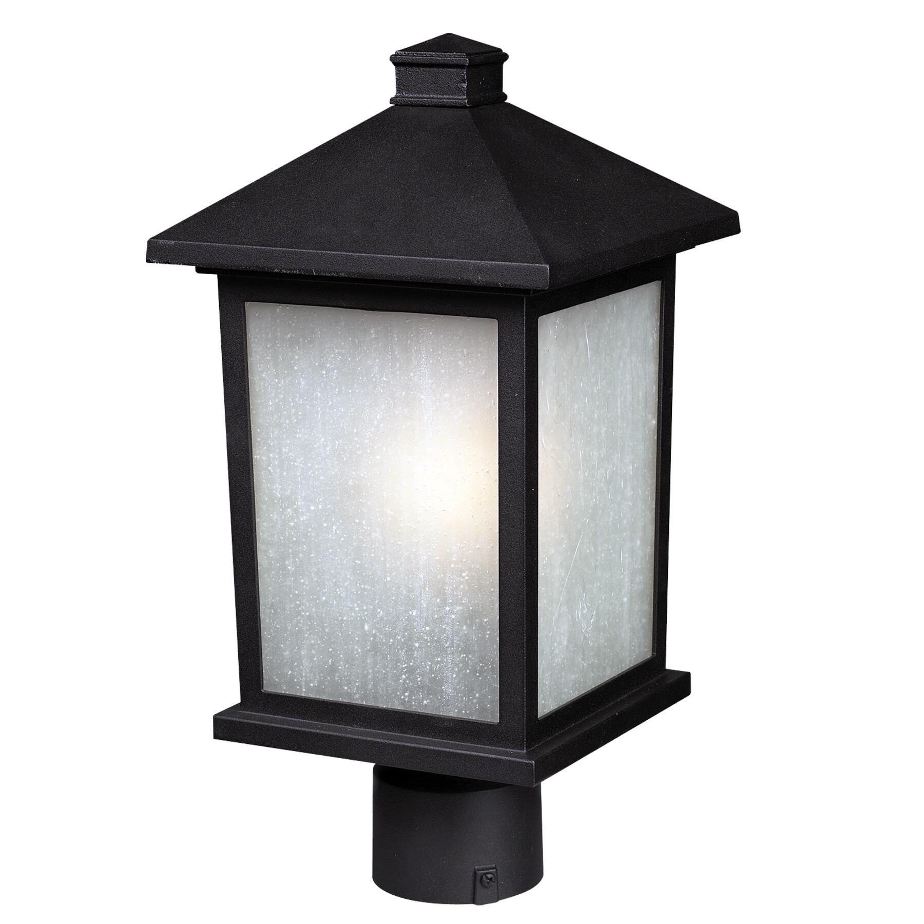 Shown in Black finish and Glass shade