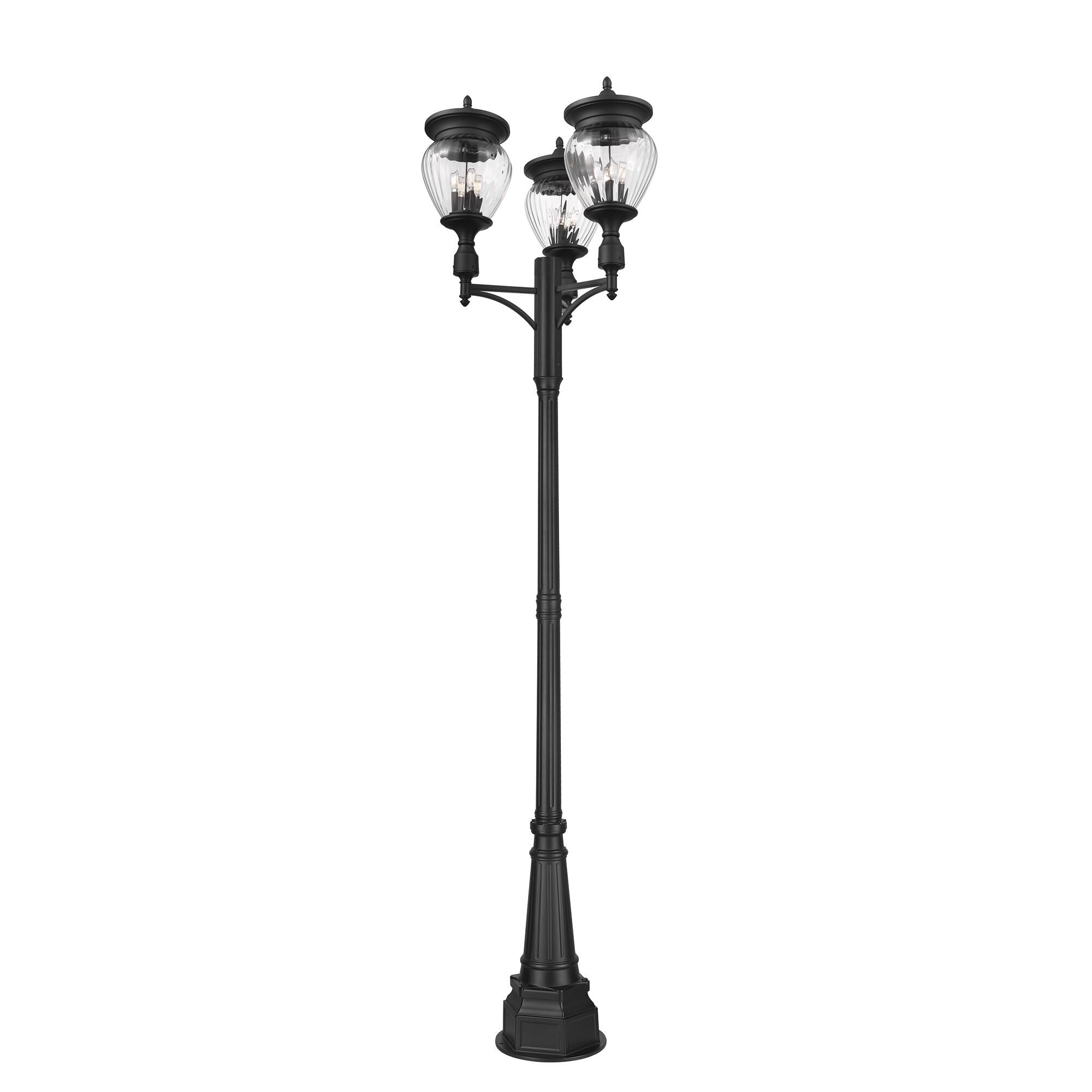 Shown in Black finish and Clear Ribbed glass and Clear Ribbed shade