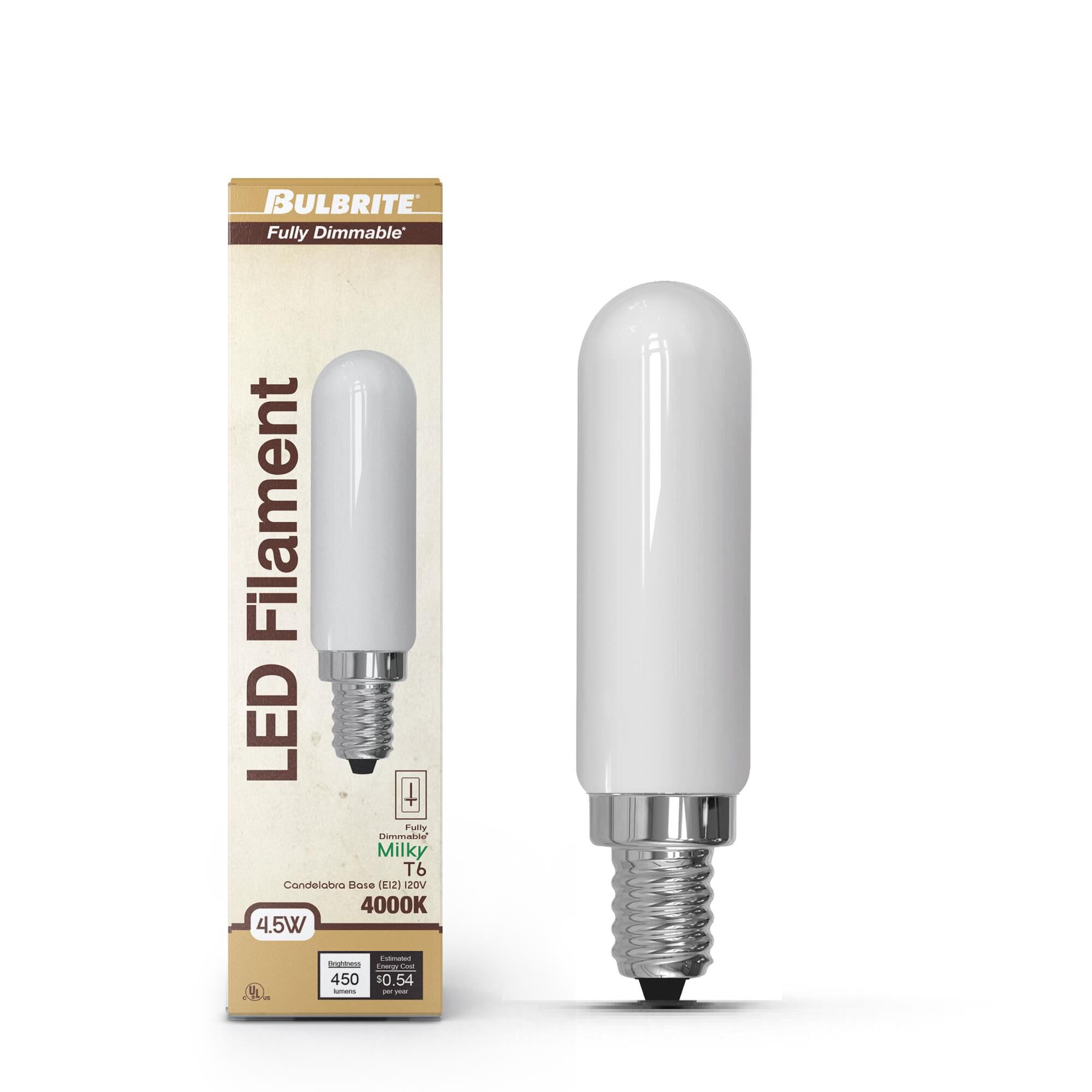 Milky T6 Base E12 4000K LED Light Bulb by Bulbrite