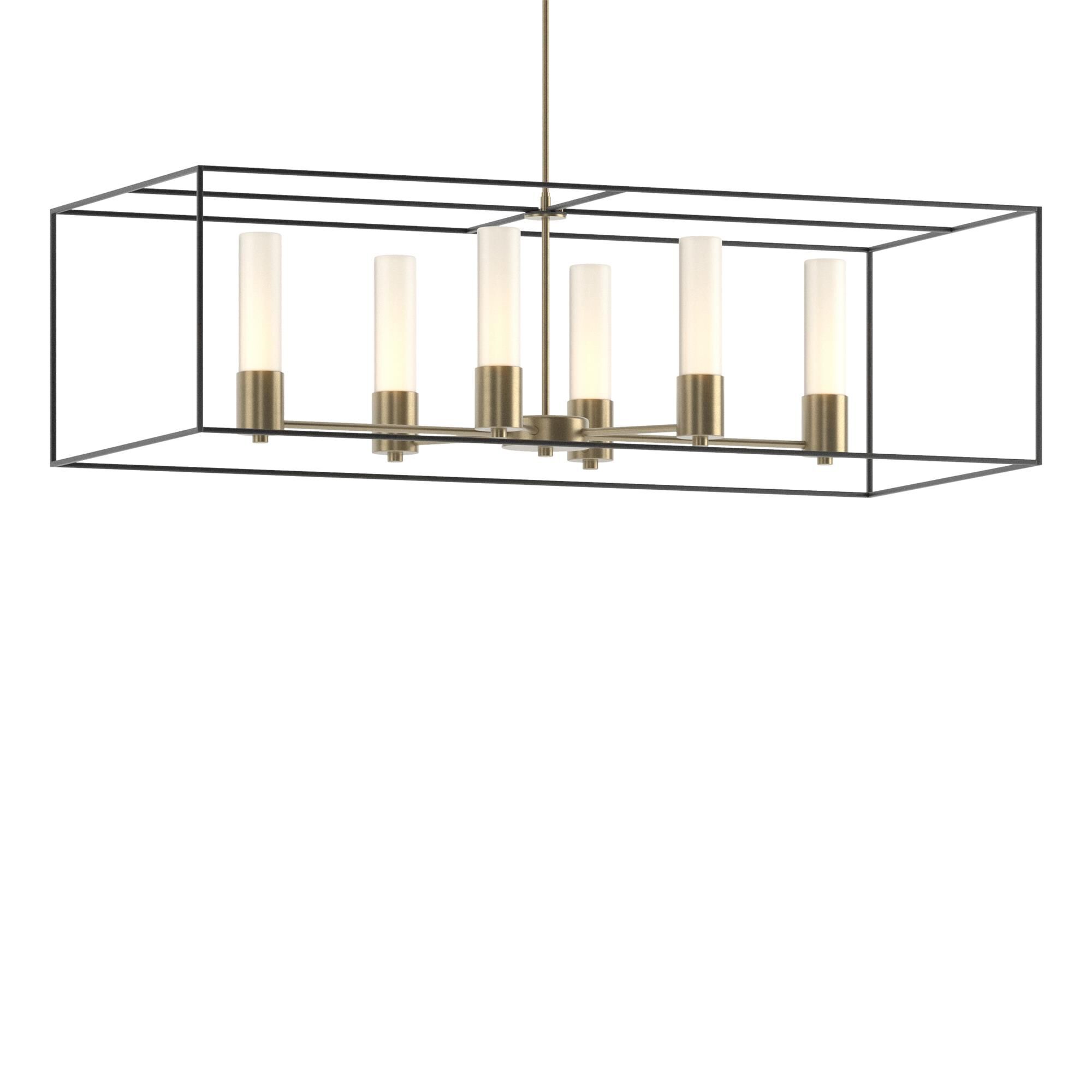 Shown in Soft Gold finish and Opal glass and Black accent
