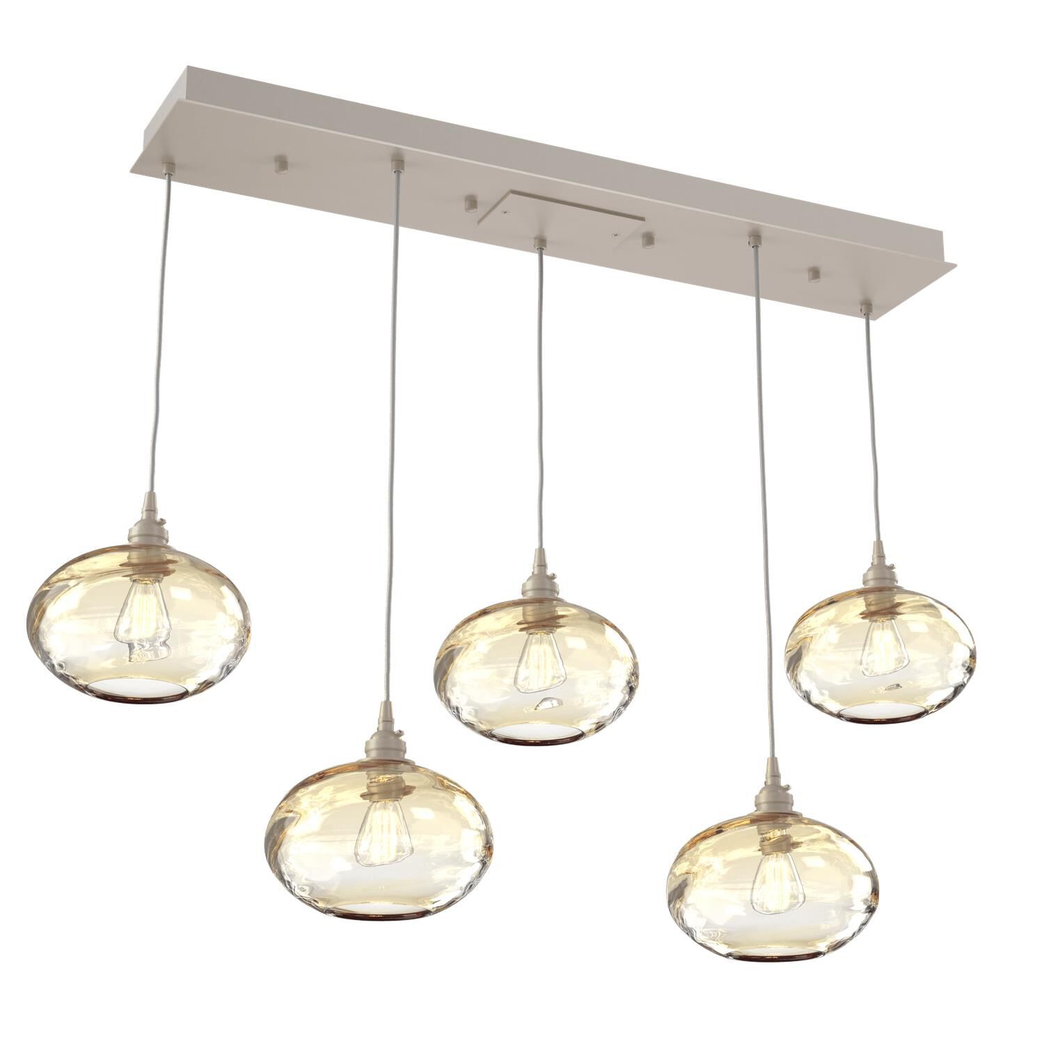 Shown in Metallic Beige Silver finish and Optic Amber glass