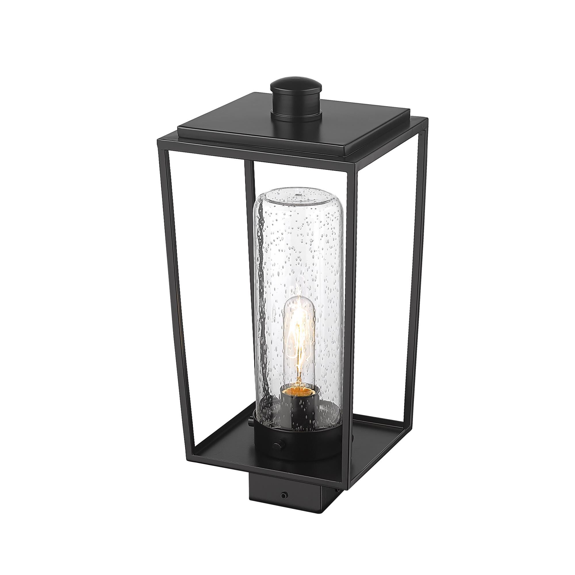 Shown in Black finish and Glass shade