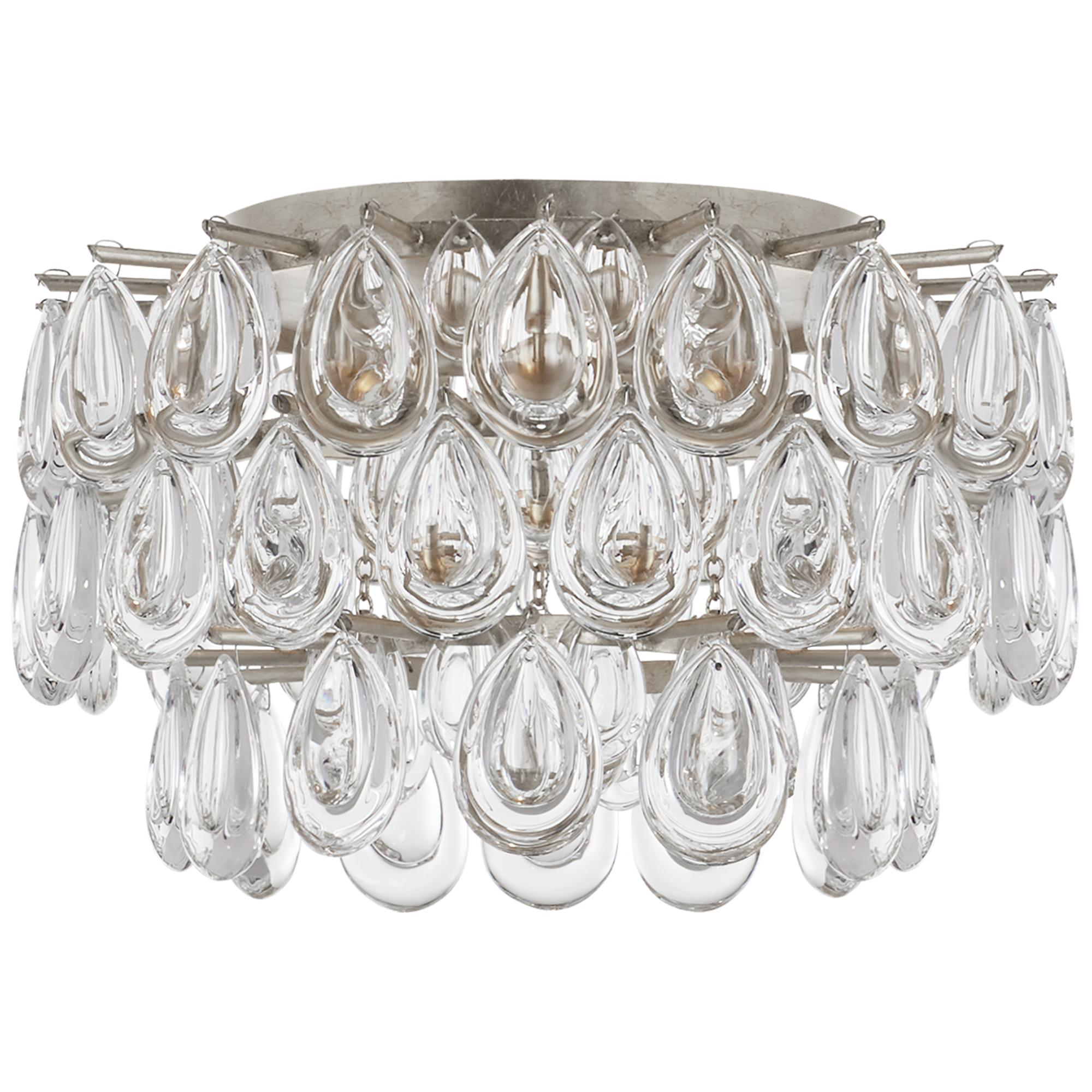 Shown in Burnished Silver Leaf finish and Crystal shade