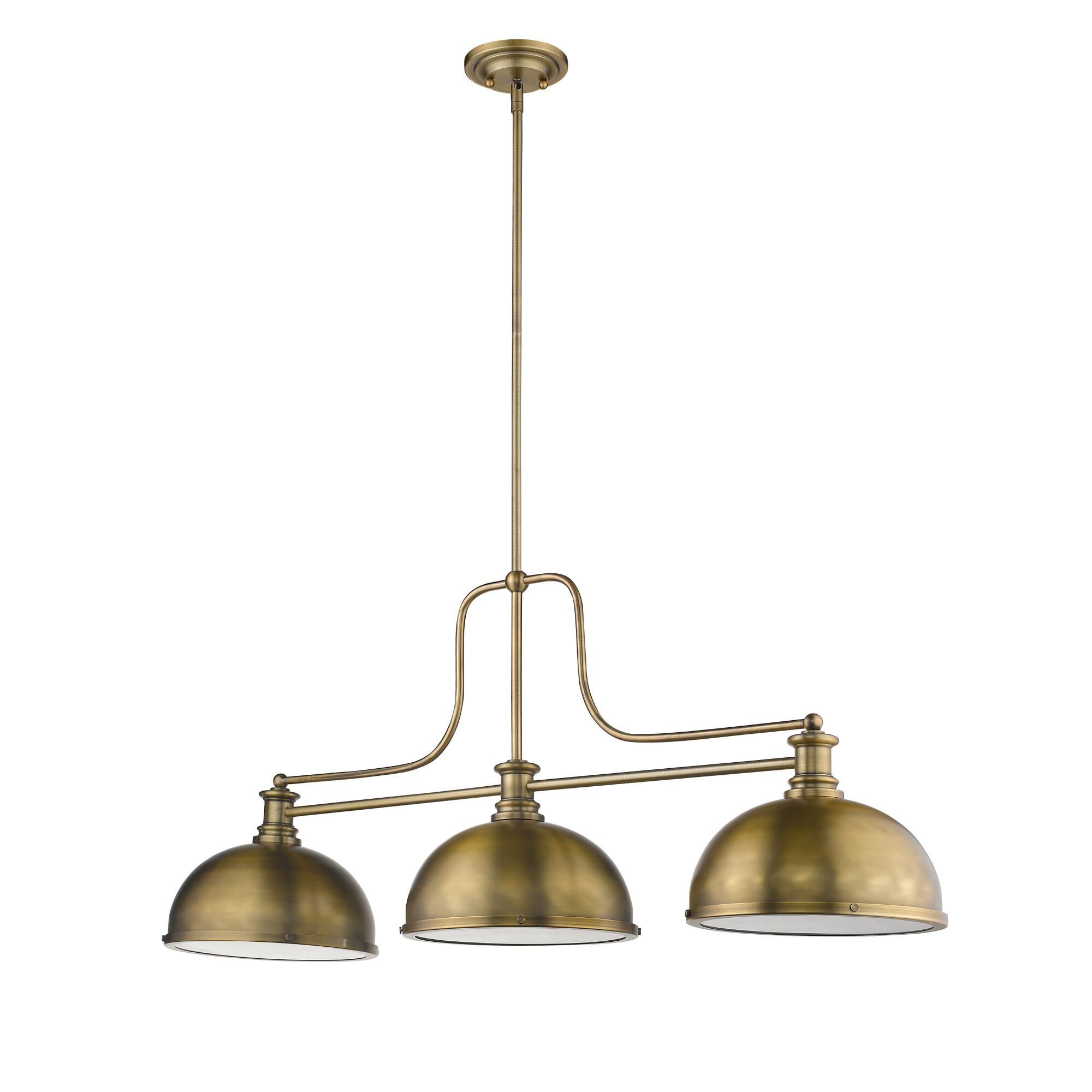 Shown in Heritage Brass finish and Metal + glass and Metal + Glass shade