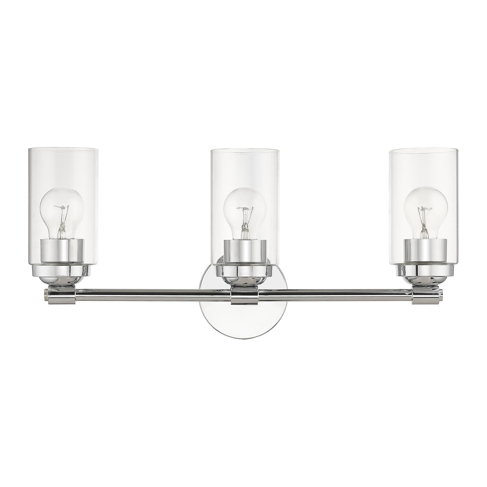 Shown in Polished Chrome finish and Hand Blown Clear  glass