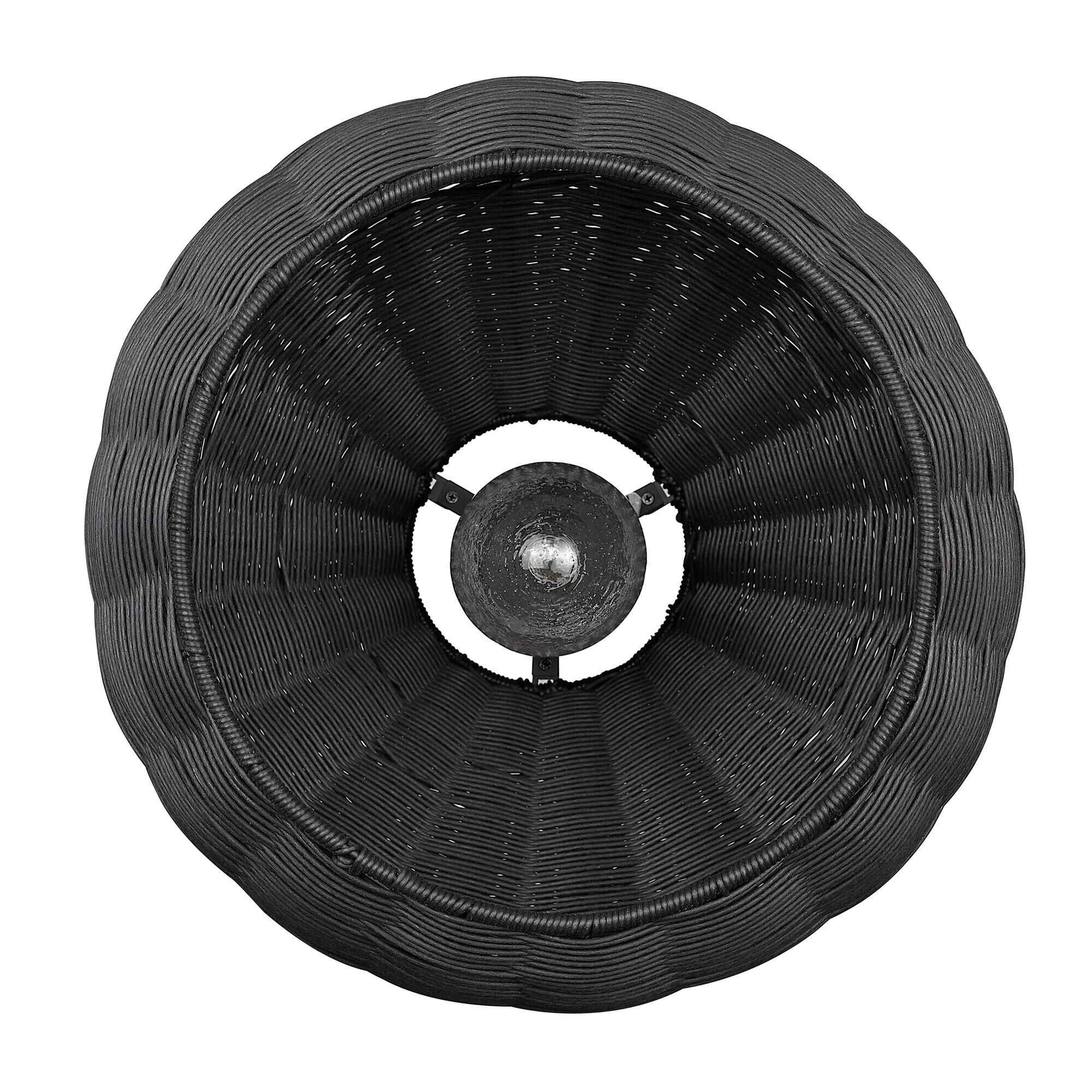 Shown in Natural Black finish and Matte Black Wicker shade