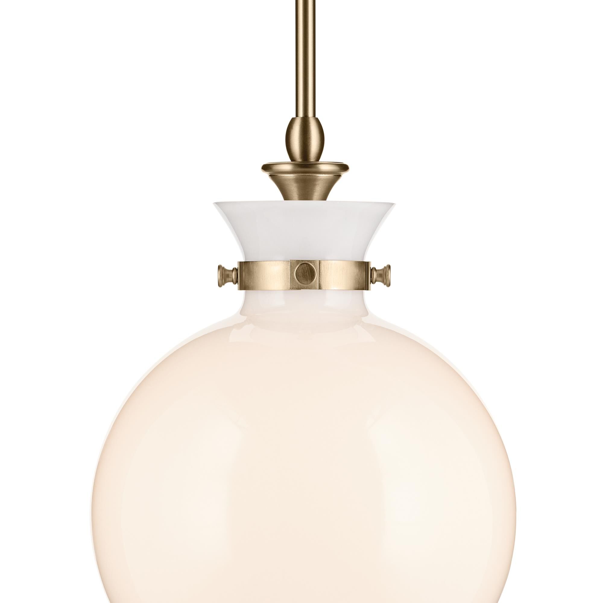 Shown in Champagne Bronze finish and Opal glass