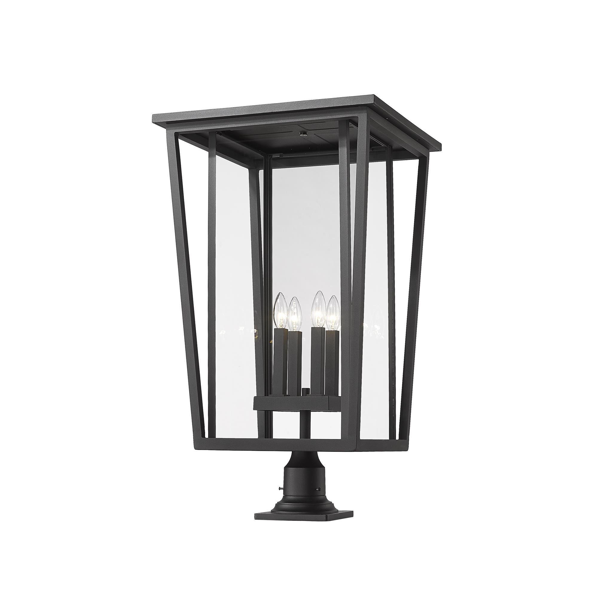 Shown in Black finish and Glass shade