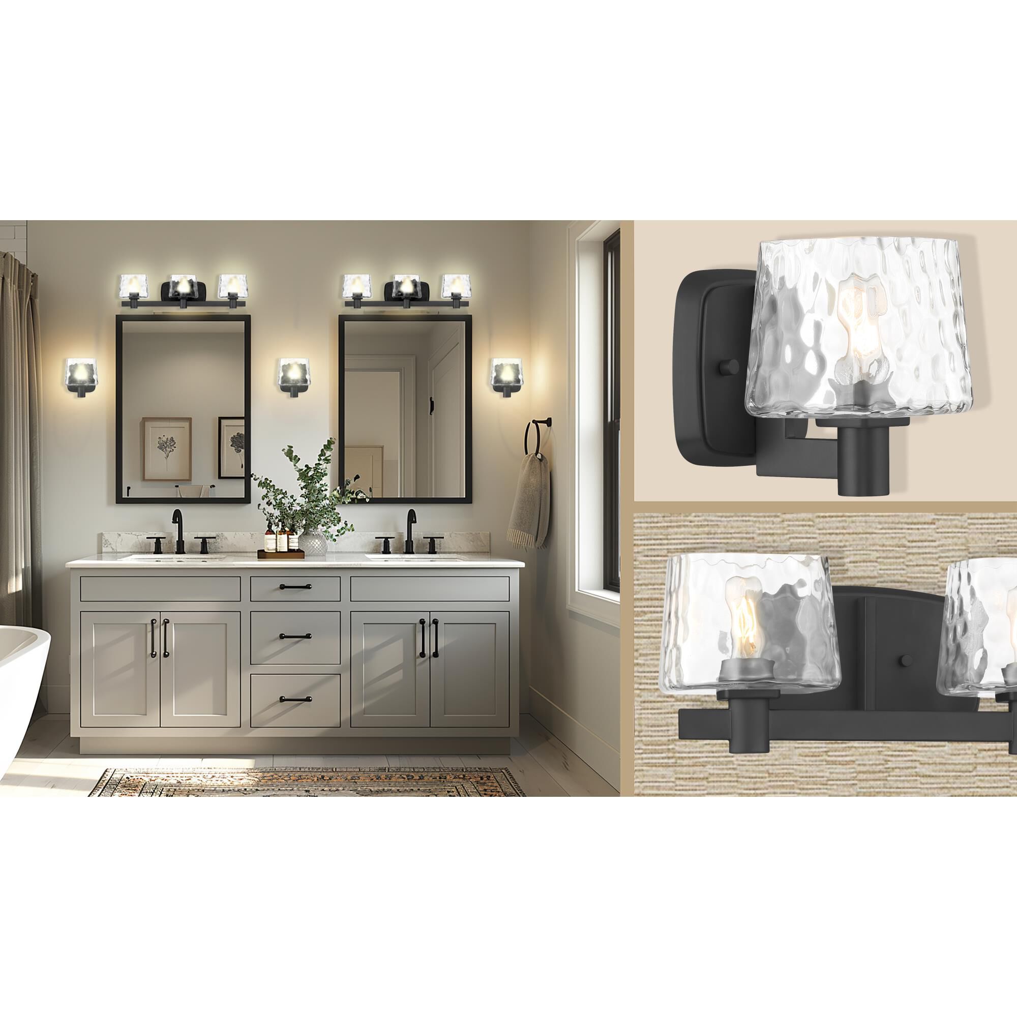 Shown in Coal finish and Clear glass