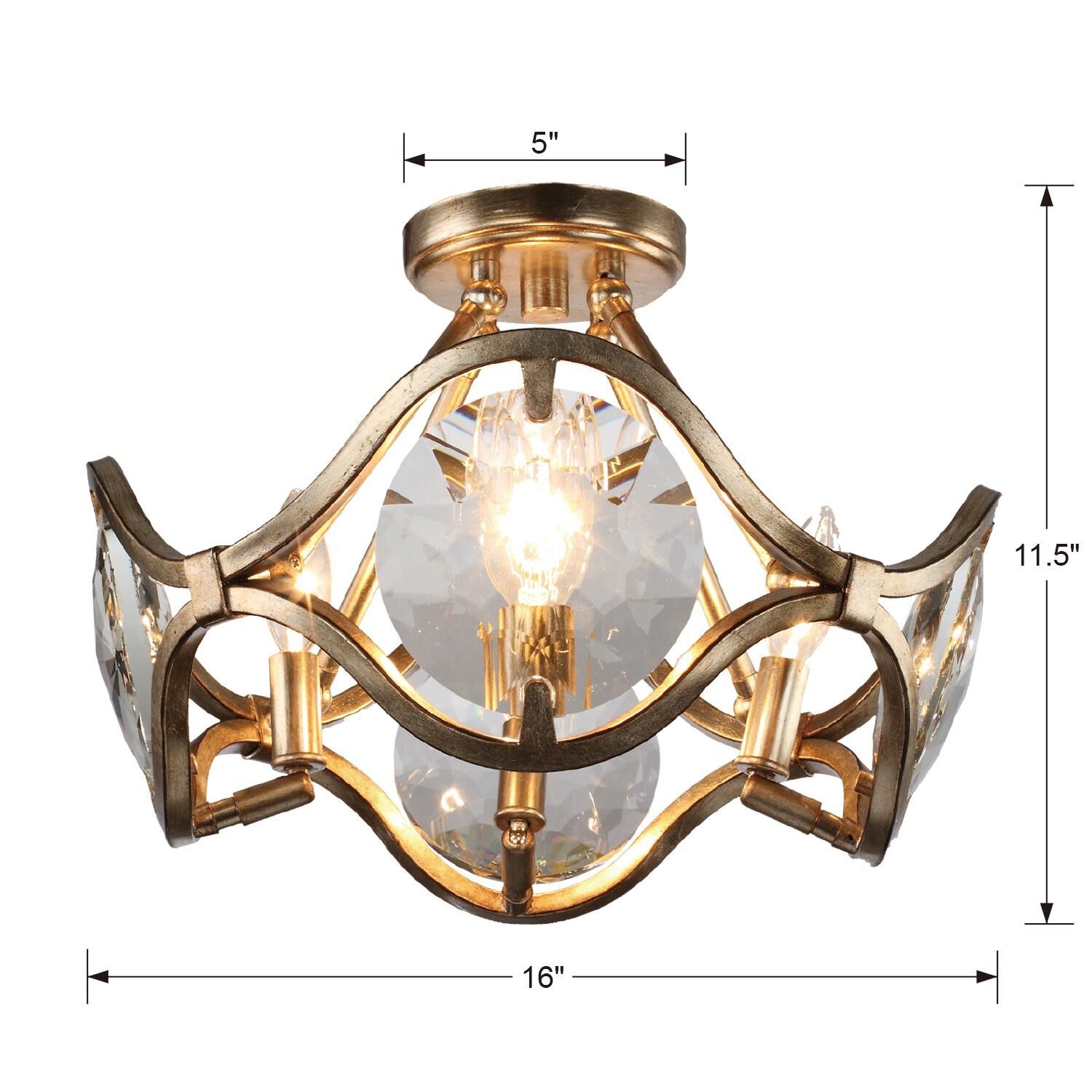 Quincy 16 Inch 4 Light Semi Flush Mount by Crystorama