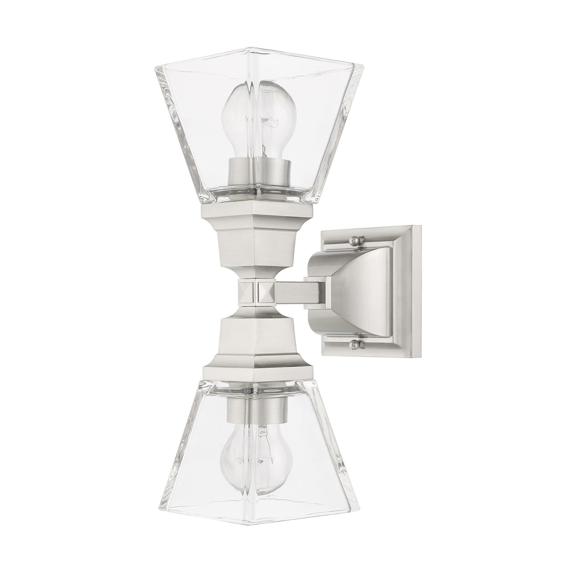 Shown in Brushed Nickel finish and Clear glass and Clear Glass shade