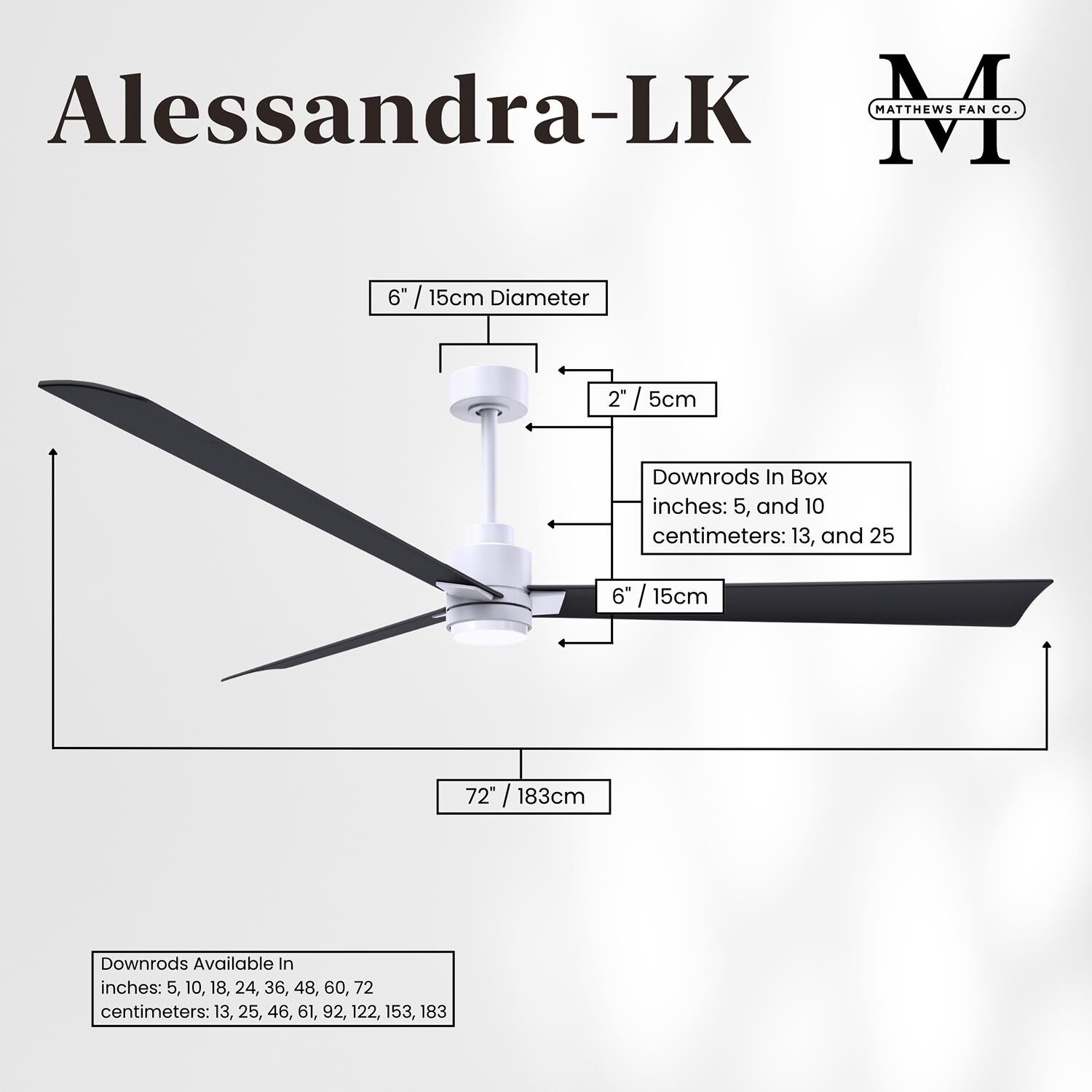 Alessandra 72 Inch Ceiling Fan by Matthews Fan Company