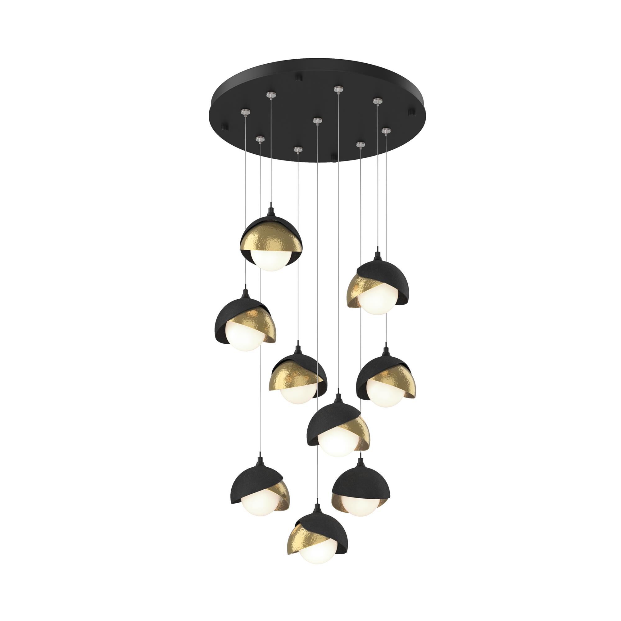 Shown in Black finish and Opal (Gg) glass and Modern Brass (86) accent