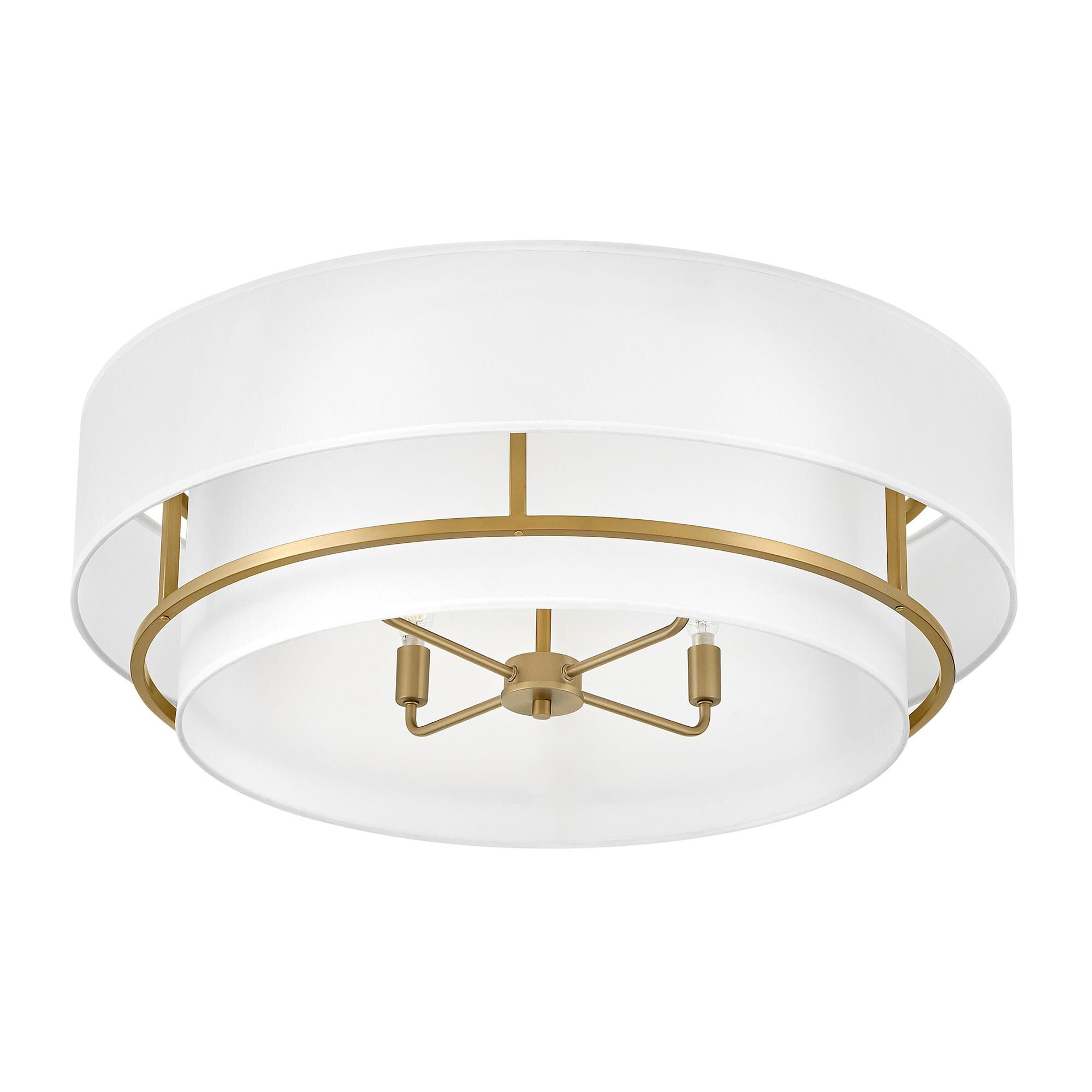 Shown in Lacquered Brass finish and Faux Parchment shade