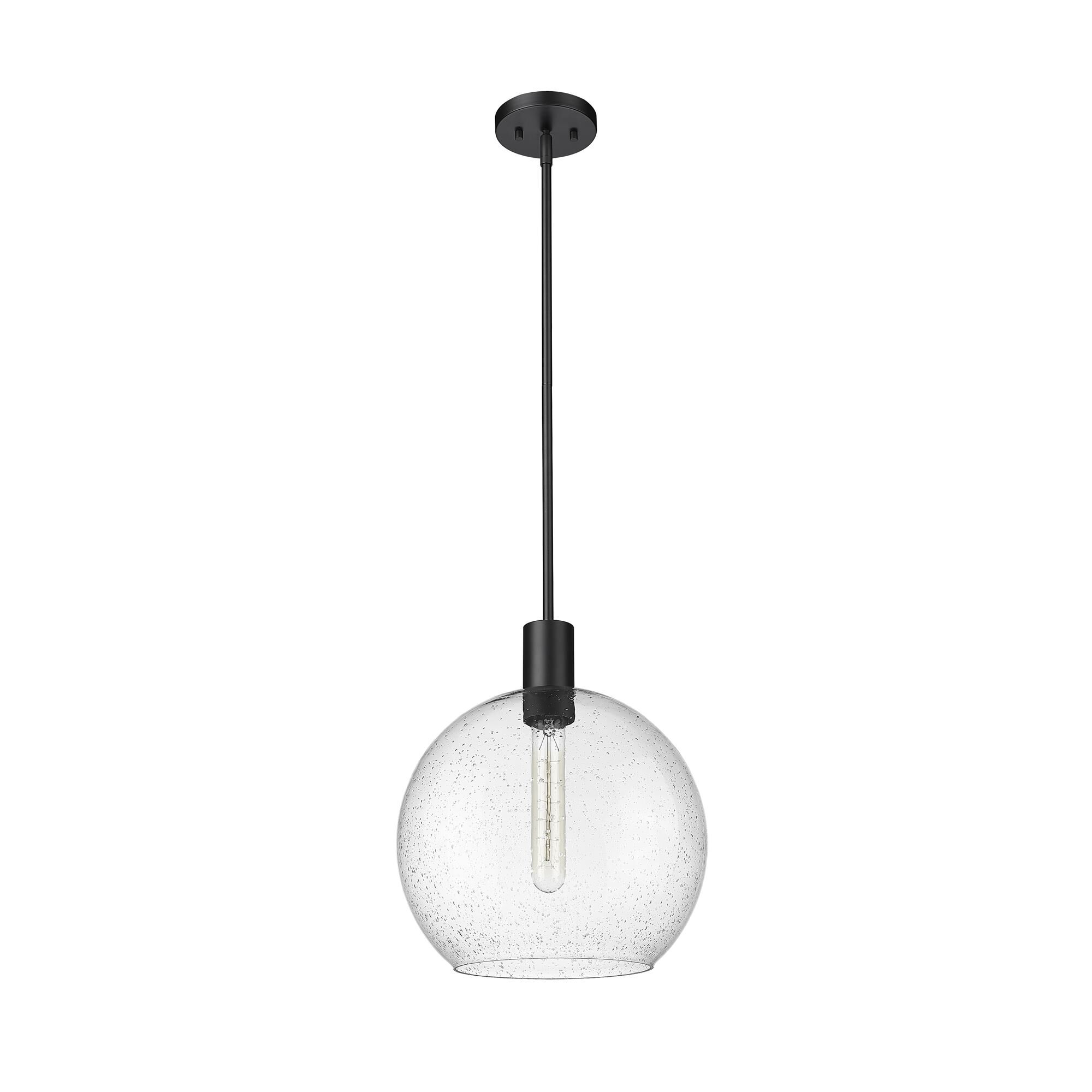 Shown in Matte Black finish and Clear Seedy glass