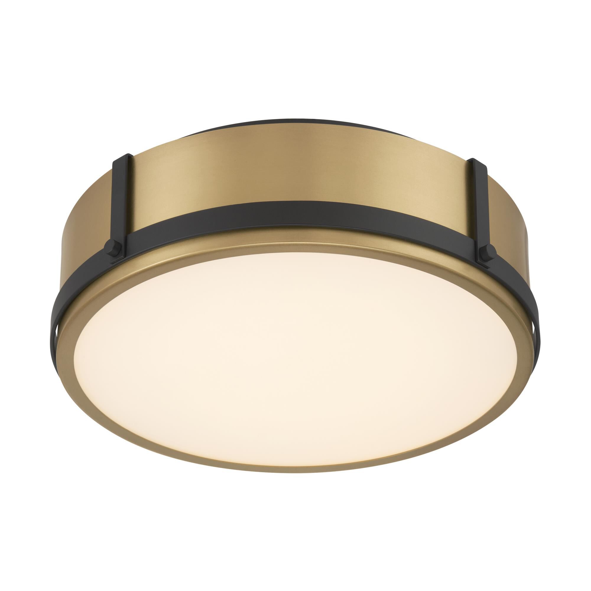 Shown in Legacy Brass and Dark Matte Black finish and Etched Opal glass