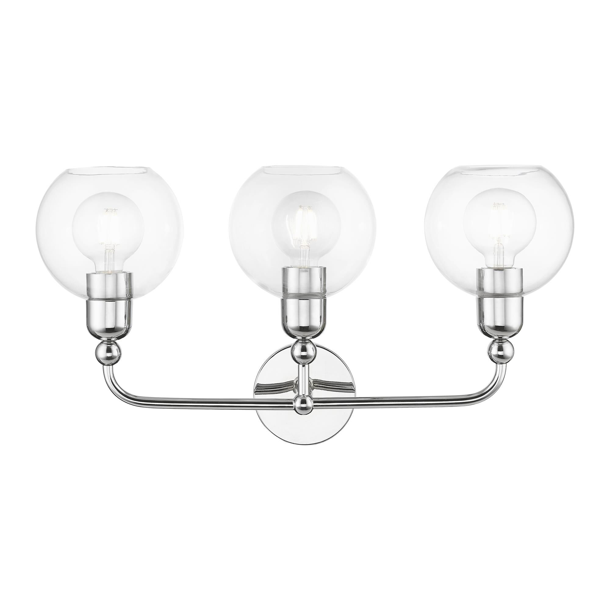 Shown in Polished Chrome finish and Clear glass