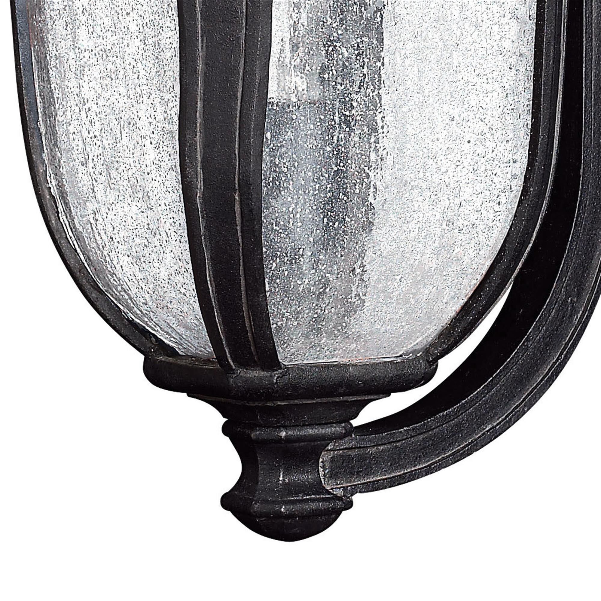 Shown in Museum Black finish and Clear Seedy glass