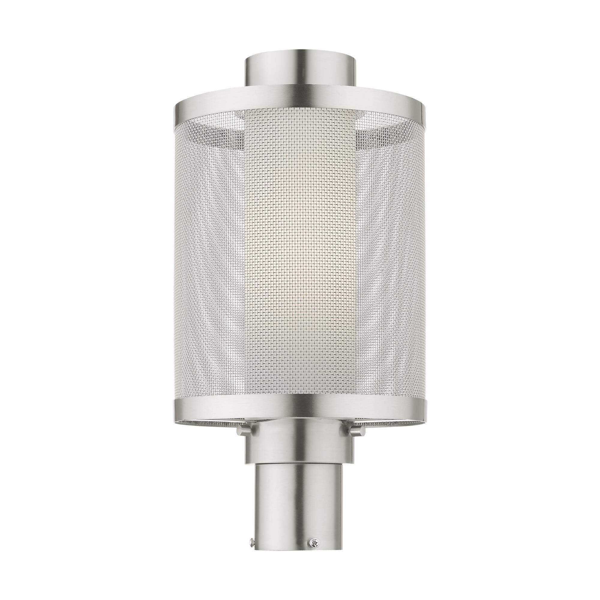 Shown in Brushed Nickel finish and Brushed Nickel Stainless Steel Mesh With Satin Opal White glass and Brushed Nickel Stainless Steel Mesh With Satin Opal White Glass shade