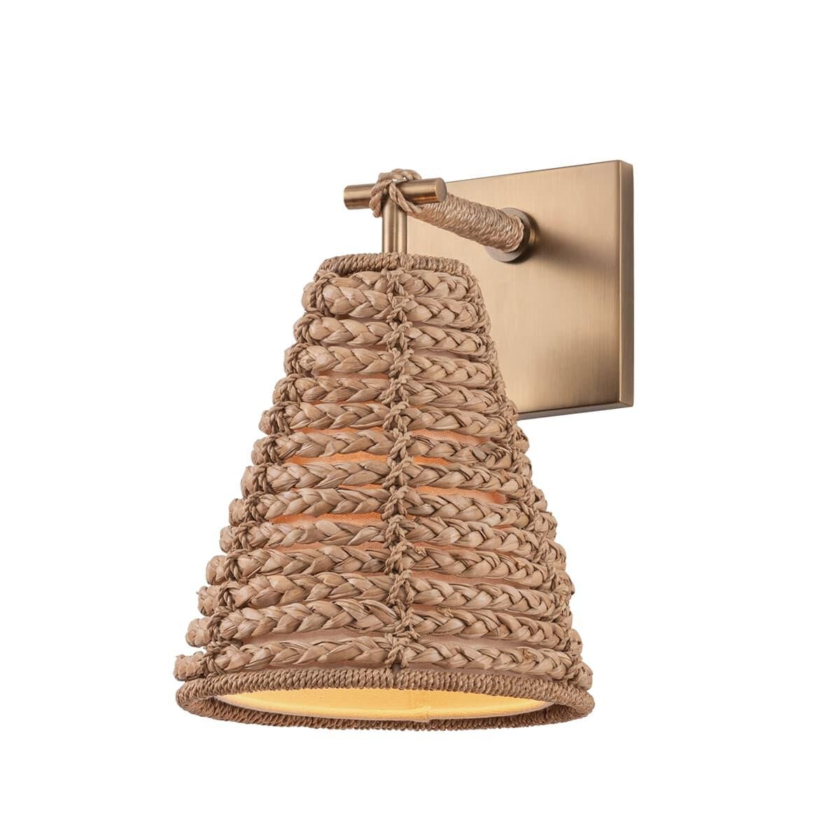 Shown in Patina Brass finish and Abaca shade