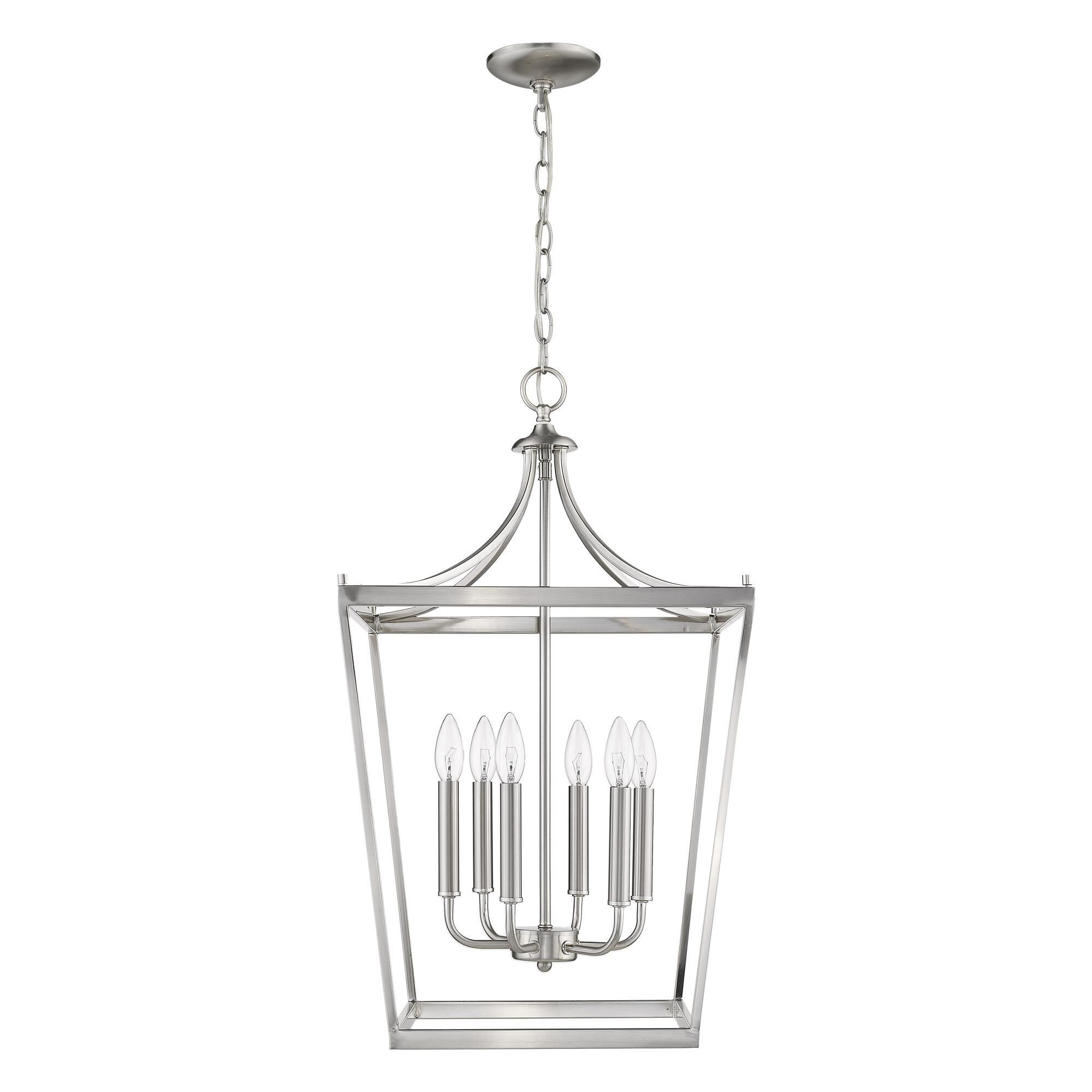 Shown in Satin Nickel finish and -- glass and -- shade