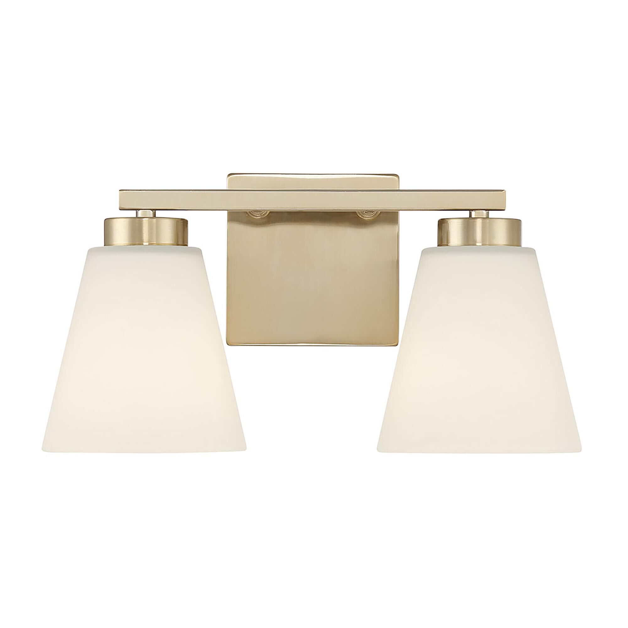 Shown in Modern Gold finish and White Frosted glass