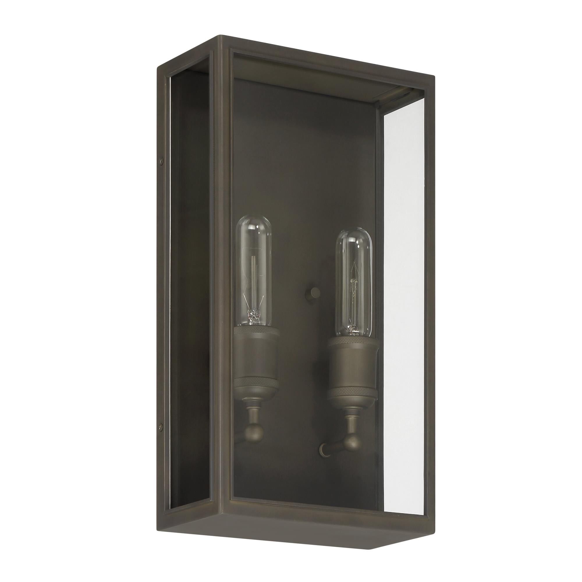 Shown in Blackened Brass finish and Clear glass